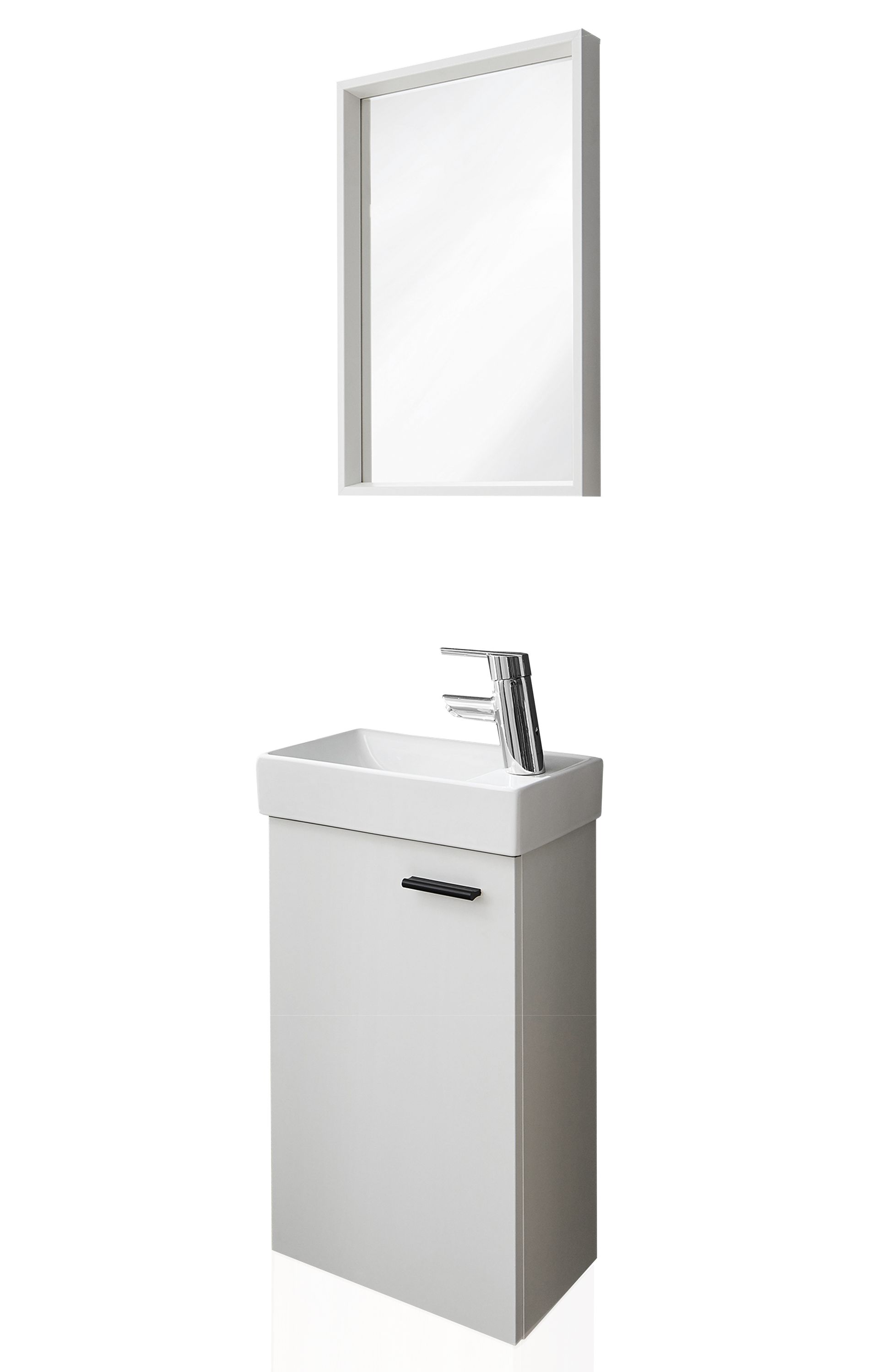 G&auml;ste WC Badm&ouml;bel Set Waschbecken mit Unterschrank inkl. Armatur klein Wei&szlig; - Bild 1