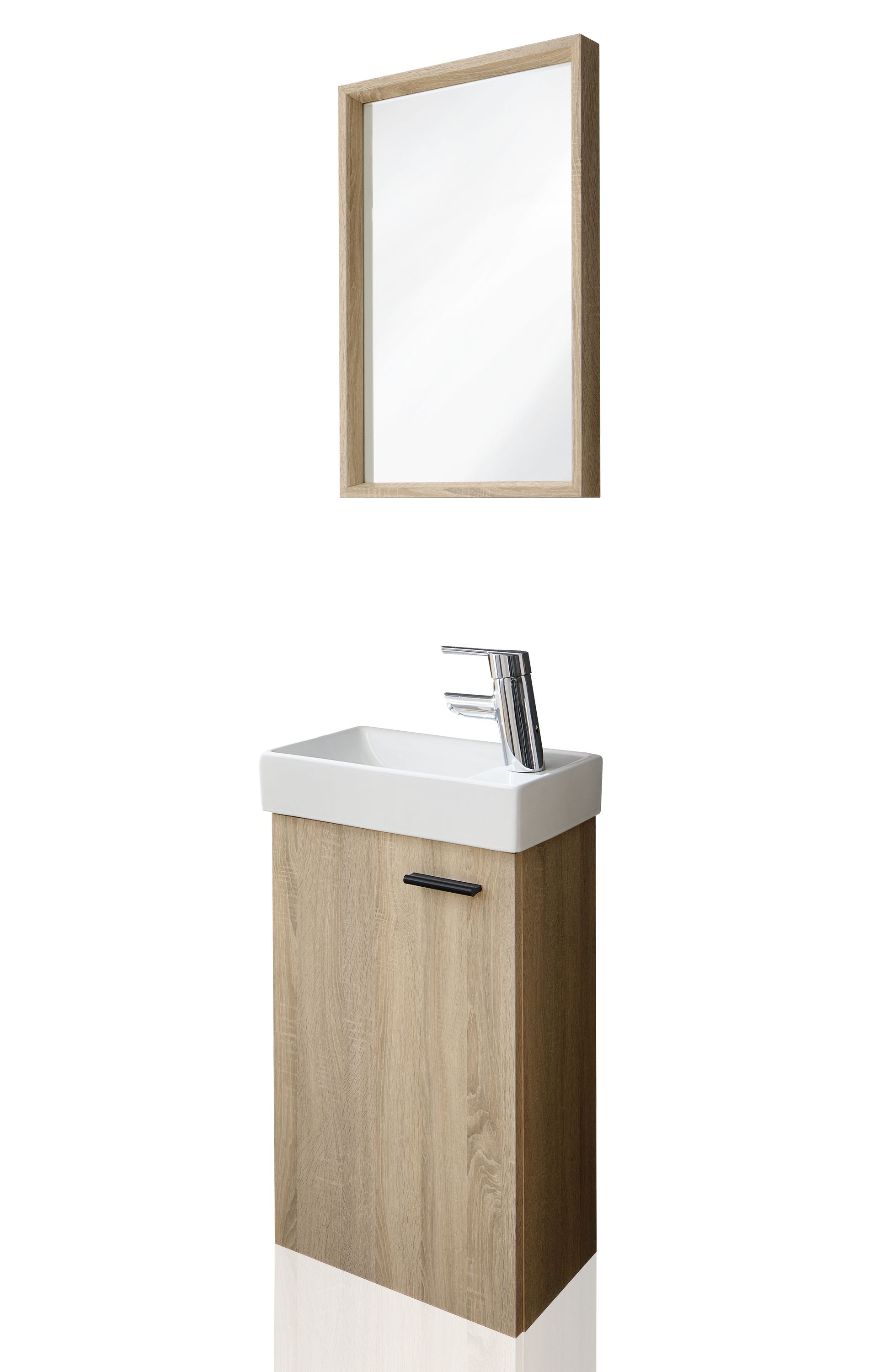 G&auml;ste WC Badm&ouml;bel Set Waschbecken mit Unterschrank inkl. Armatur klein Sonoma - Bild 1