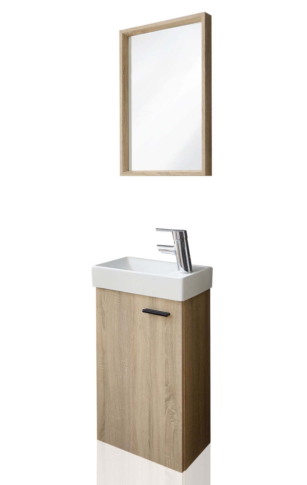 Gäste WC Badmöbel Set Waschbecken mit Unterschrank inkl. Armatur klein Sonoma