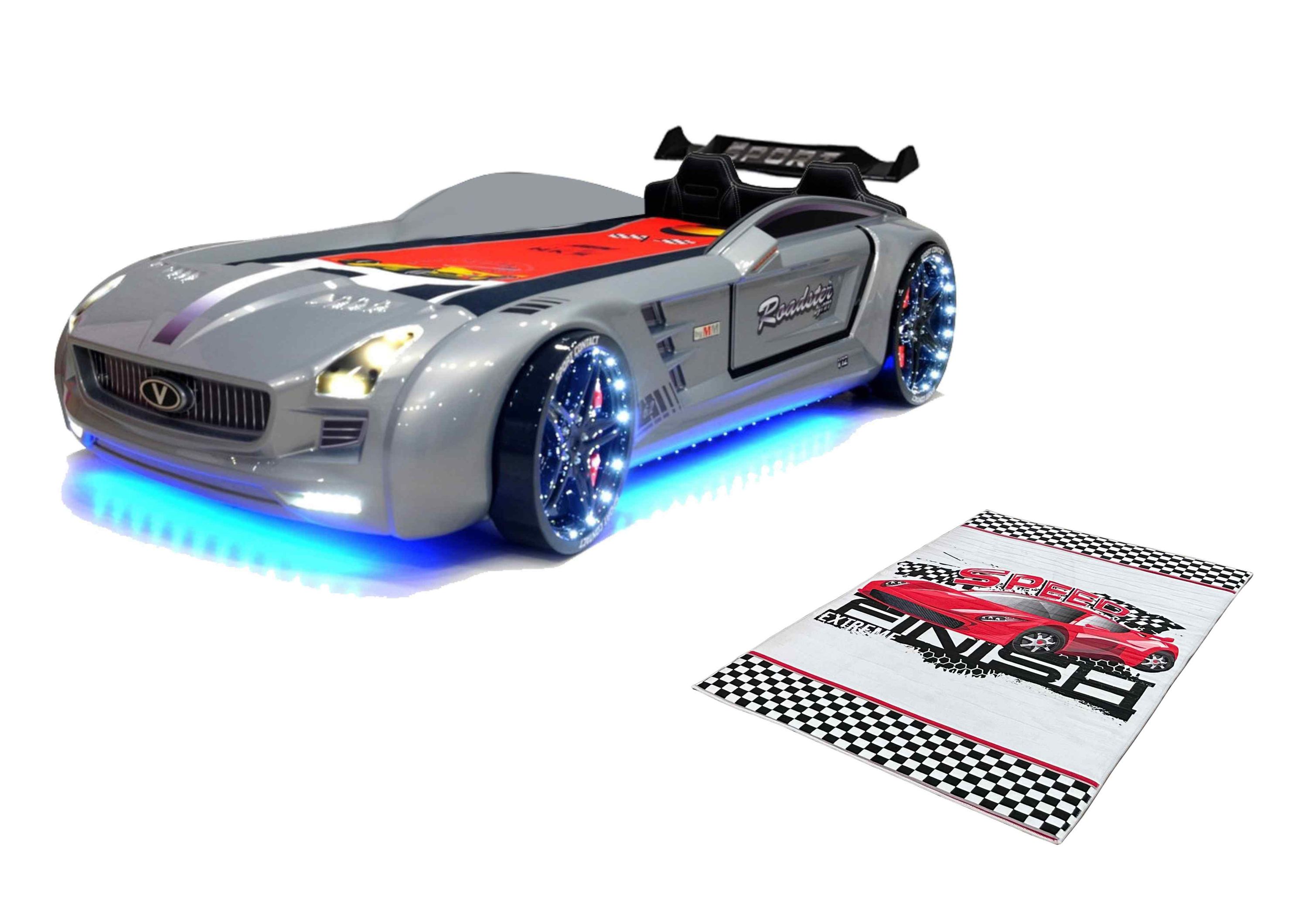 Autobett Kinderbett "Rio Roadster" LED Sound Sportsitze Lattenrost Spoiler 90x190 cm - Bild 1