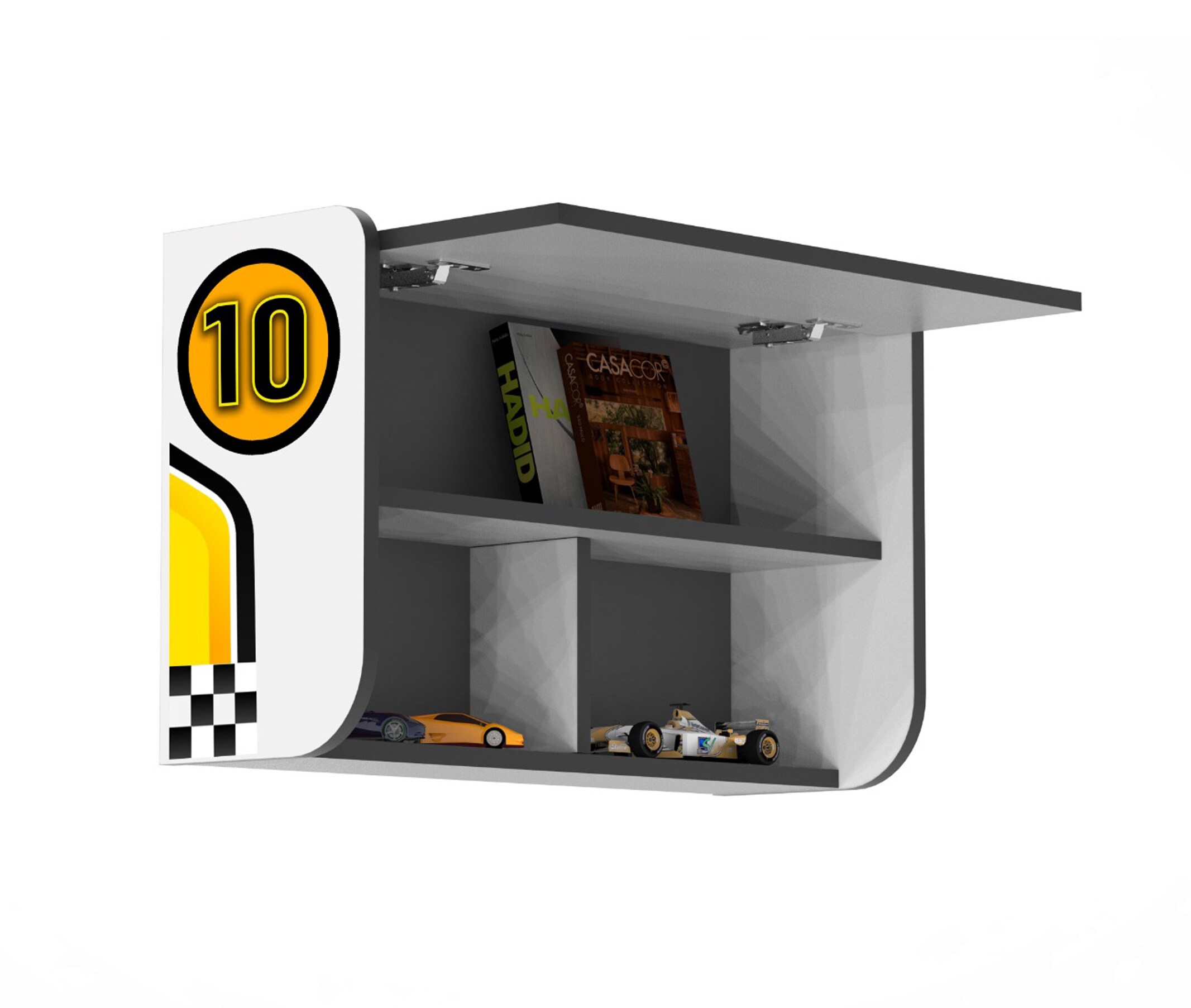 B&uuml;cherregal mit Klappe Wandregal f&uuml;r Kinderzimmer Wei&szlig; - Bild 1