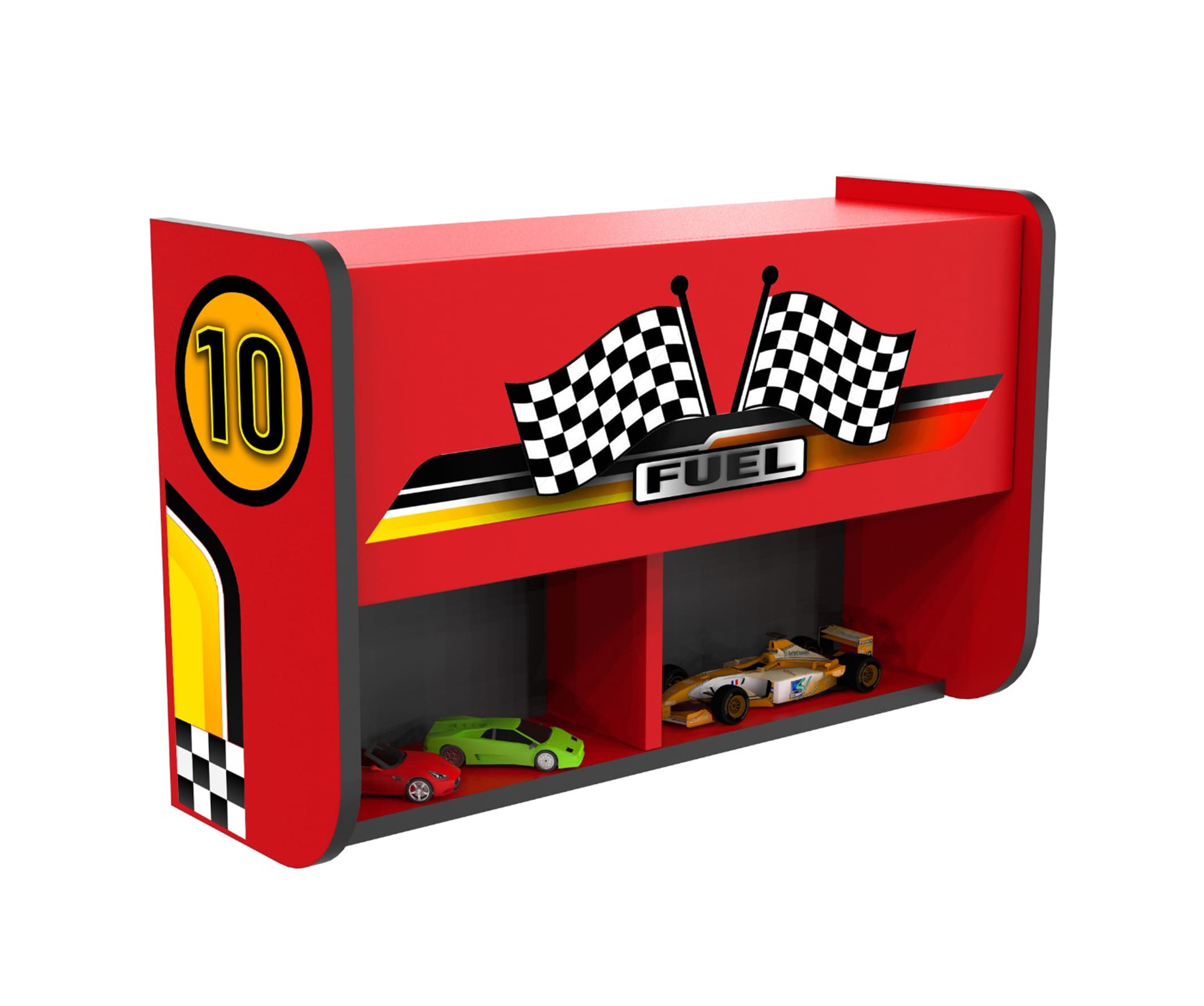 B&uuml;cherregal mit Klappe Wandregal f&uuml;r Kinderzimmer Rot - Bild 1