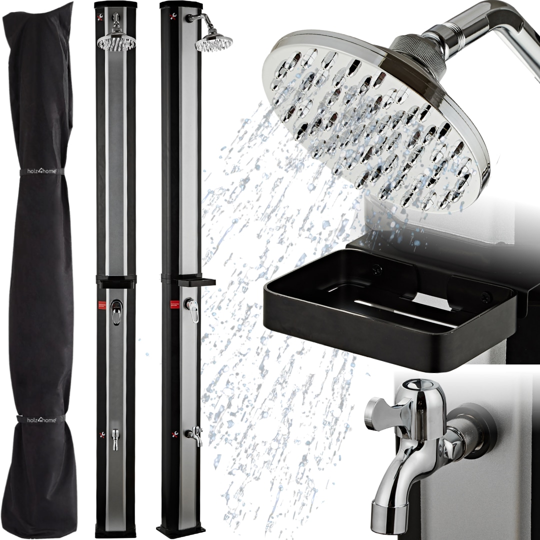 holz4home&reg; Outdoor Solardusche mit Wasserspeicher f&uuml;r Garten, Pool und Camping | 40 Liter - Bild 1