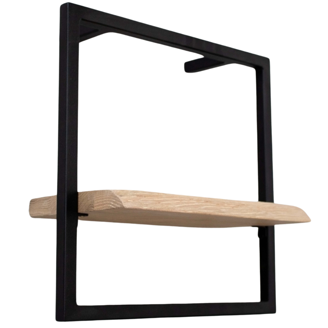 holz4home&reg; Wandregal Small Schwarz Gerahmt I Industrial Style | mit Baumkante | Hellgrau - Bild 1