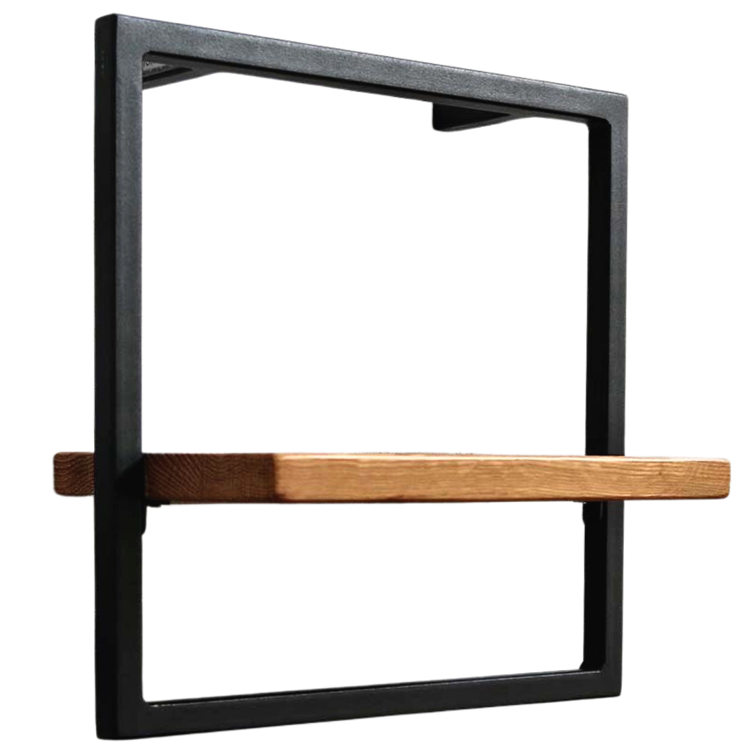 holz4home&reg; Wandregal Small Schwarz Gerahmt I Industrial Style | ohne Baumkante | Natur - Bild 1