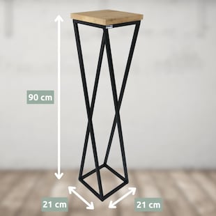 holz4home® Dekoständer aus Eiche | Gedrehte Streben-Variante in hellgrau geölt | 90 cm - Bild 1