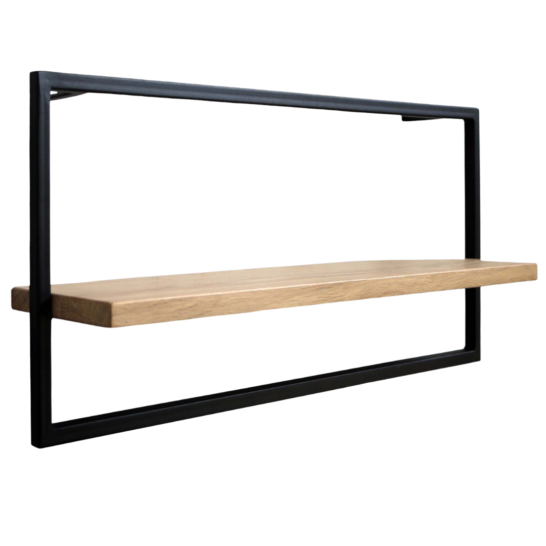 holz4home&reg; Wandregal long&nbsp;in schwarz gerahmt von holz4home&reg; | ohne Baumkante | Hellgrau - Bild 1