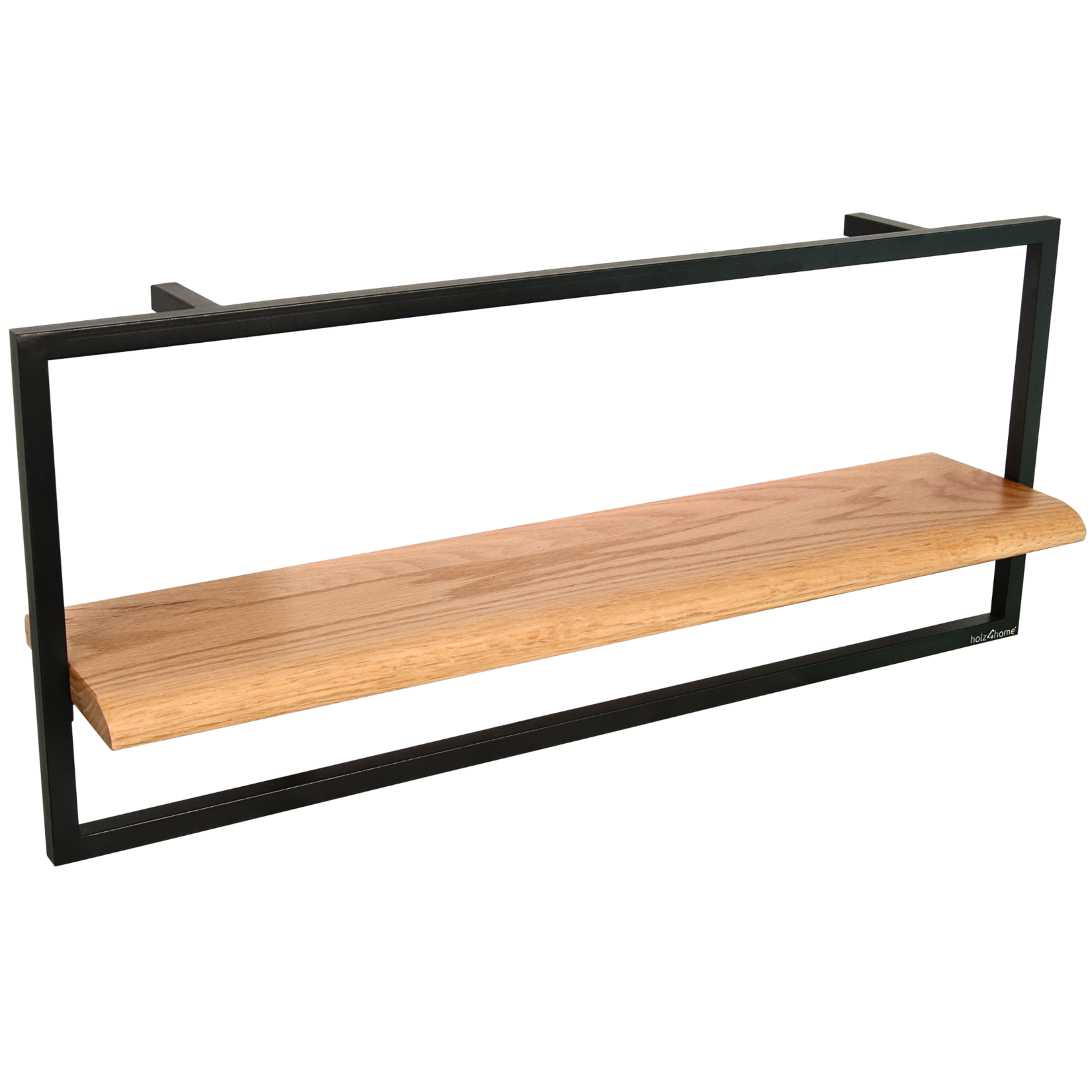 holz4home® Wandregal long in schwarz gerahmt von holz4home®   mit Baumkante   Natur | 04260750012081