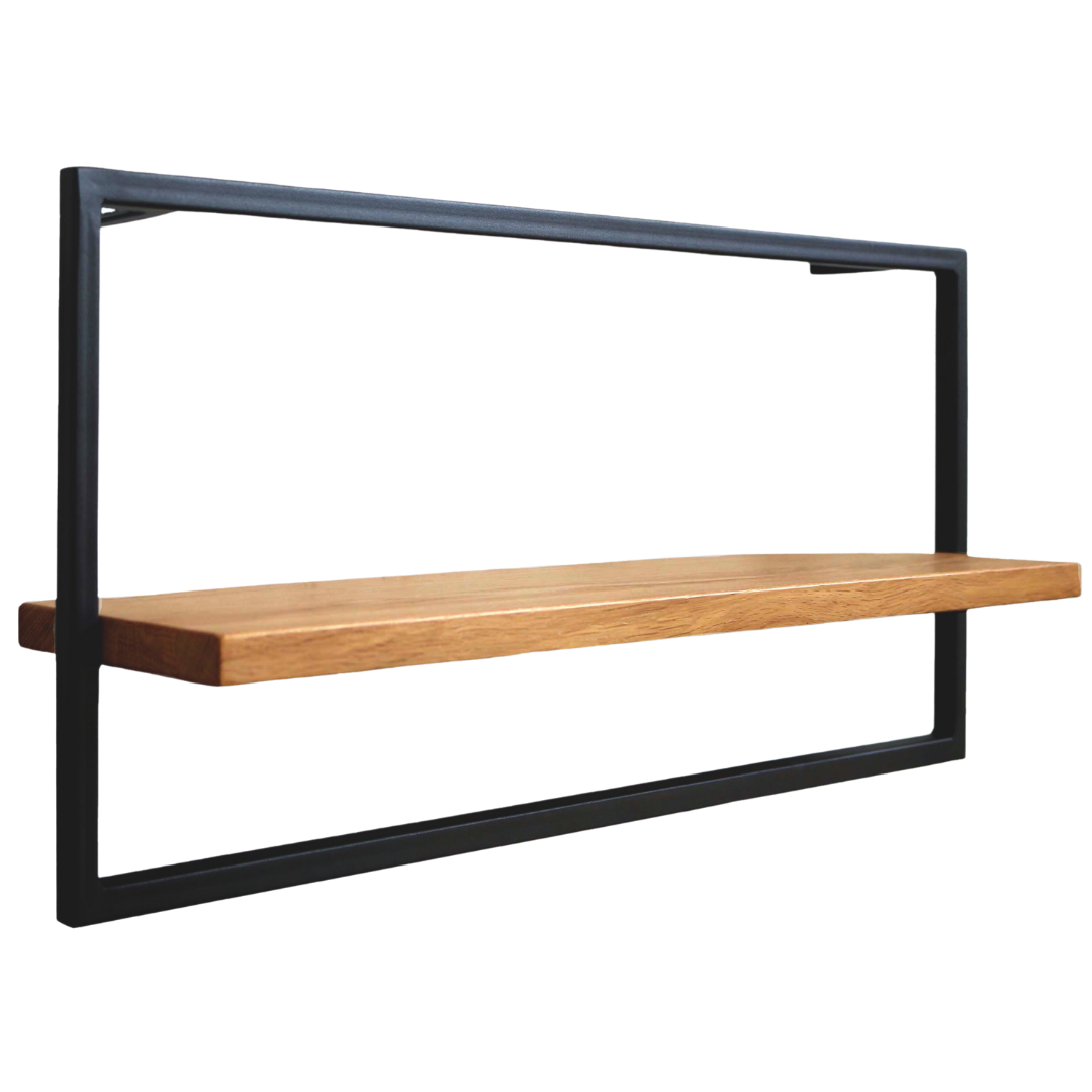 holz4home® Wandregal long in schwarz gerahmt von holz4home®   ohne Baumkante   Natur | 04260750011428