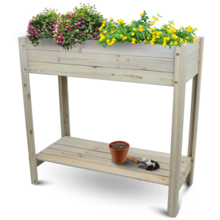 holz4home® Hochbeet mit Ablage | Grauweiss - Bild 1