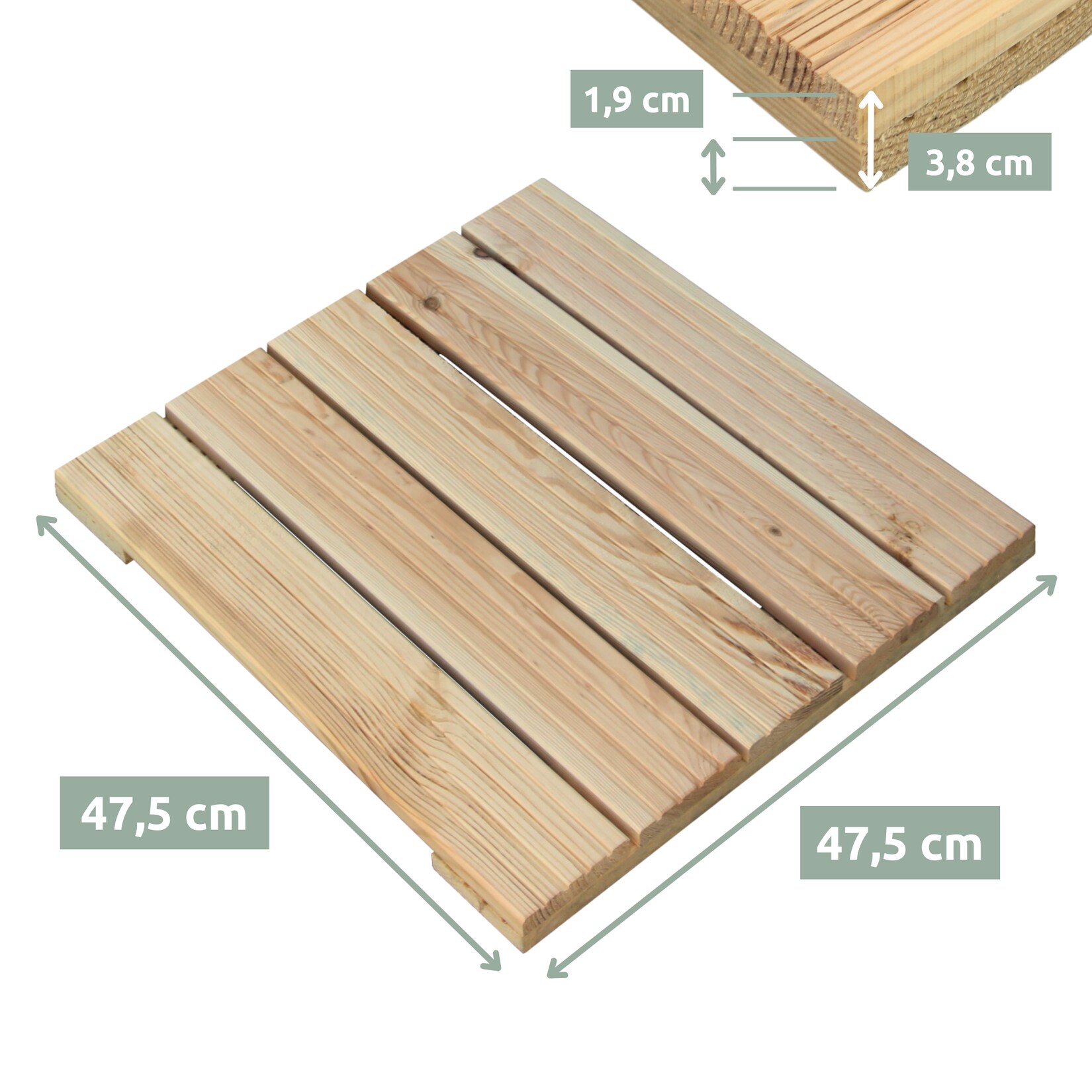 holz4home Holzfliese aus Kiefernholz 47.5 x 47.5 cm