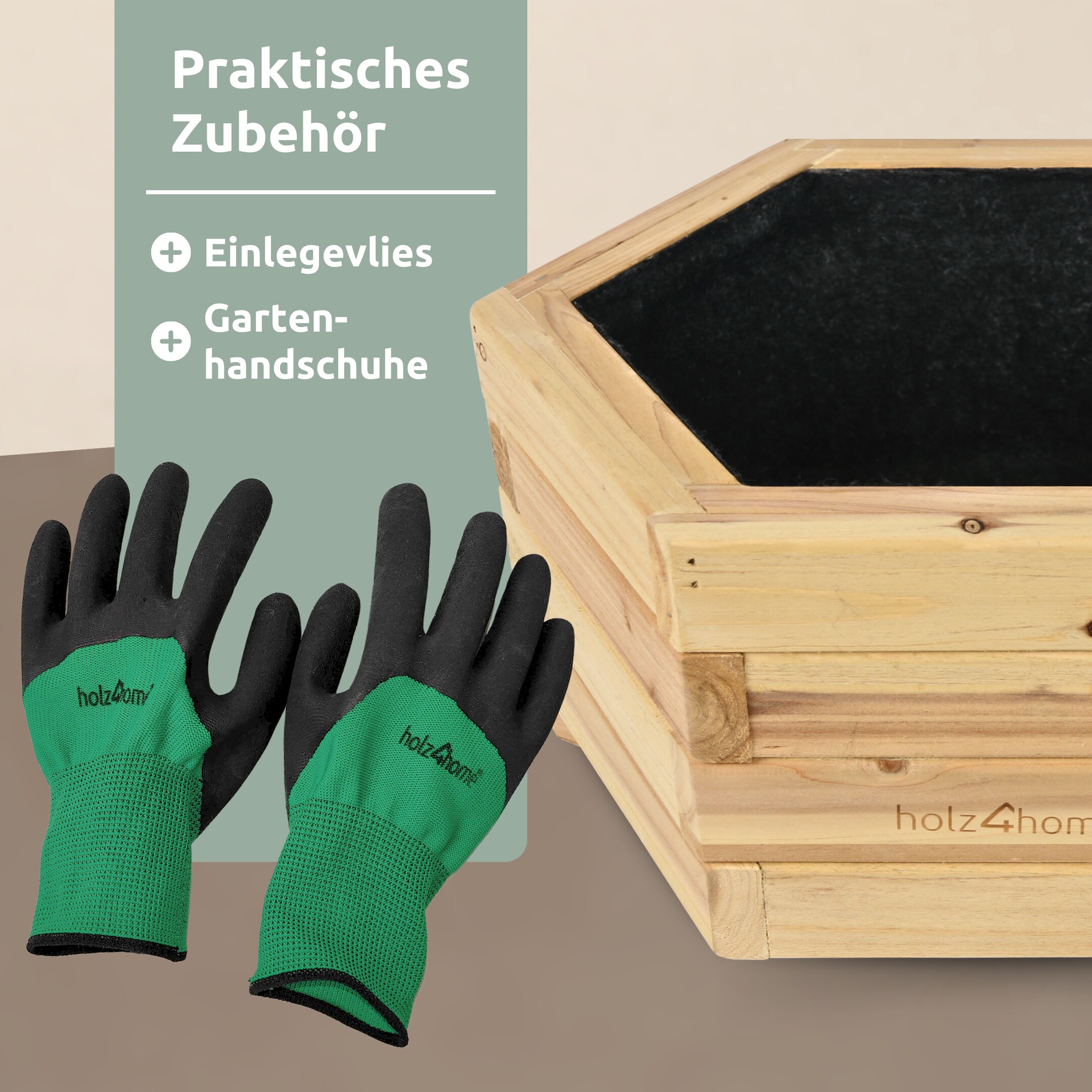holz4home&reg; Outdoor Pflanzenk&uuml;bel 6-eckig Gr&ouml;&szlig;e S | S - Bild 1