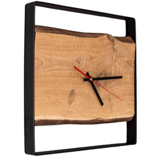 holz4home® Quadratische Wanduhr mit Stahlrahmen aus massiver Eiche von holz4home® | ohne Nuten - Bild 1