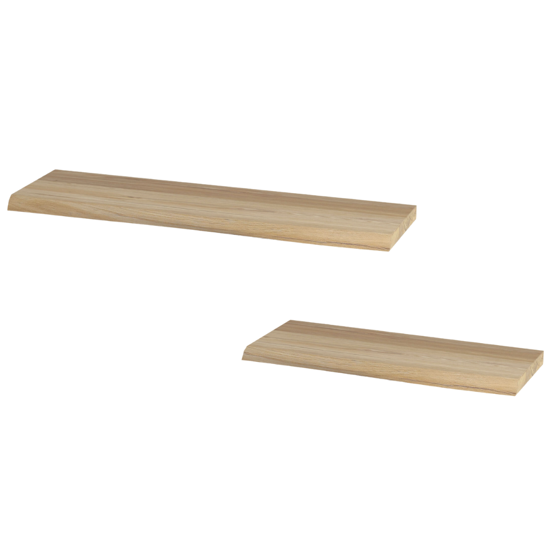 holz4home® Wandregal-Set I 70cm & 40cm   Eiche Massiv I 2-teilig   mit Baumkante   Natur | 04260750012036