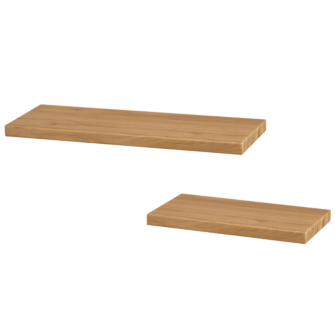 holz4home&reg; Wandregal-Set I 70cm & 40cm | Eiche Massiv I 2-teilig | ohne Baumkante | Natur - Bild 1