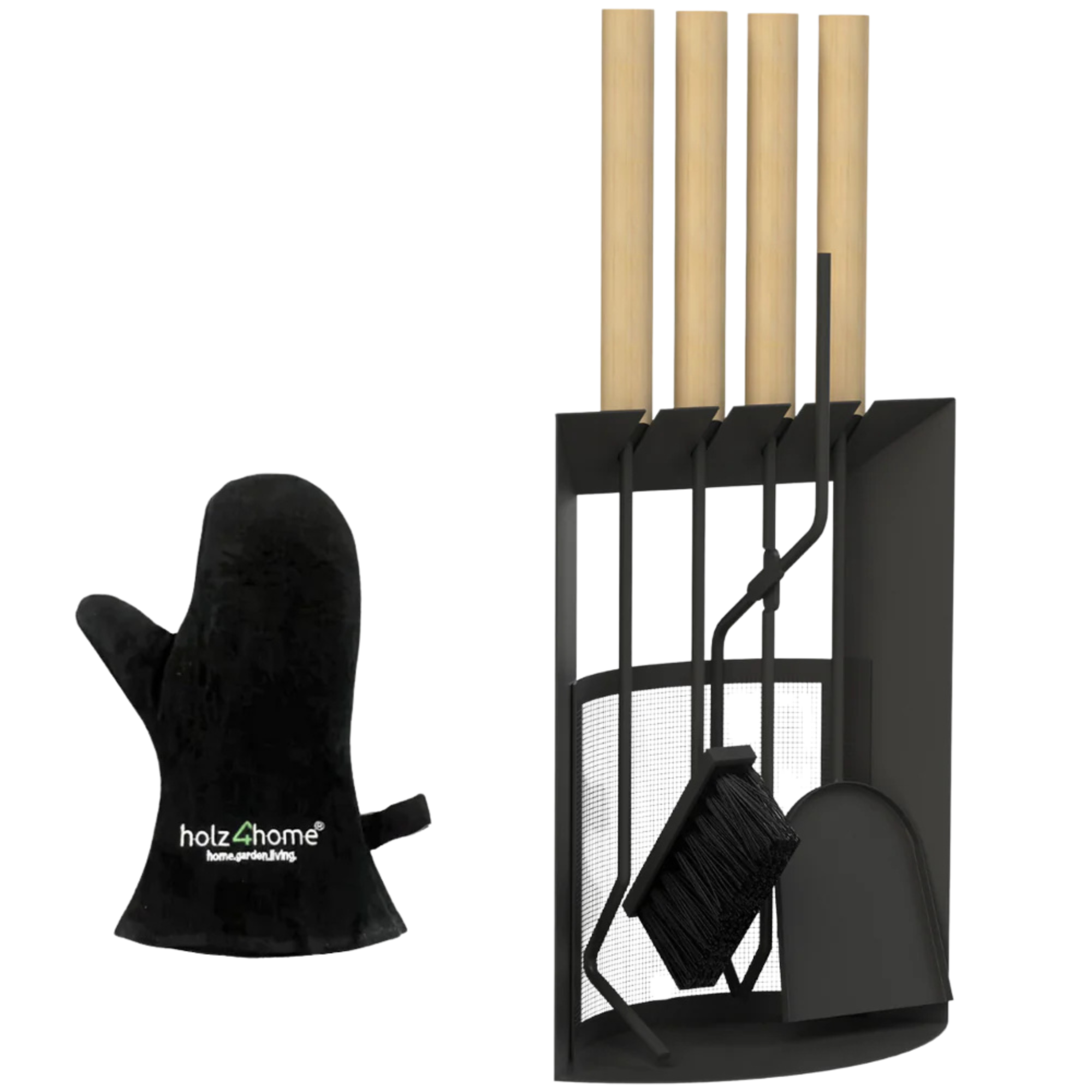 holz4home&reg; 6-tlg. Kaminbesteck Schwarz - Bild 1