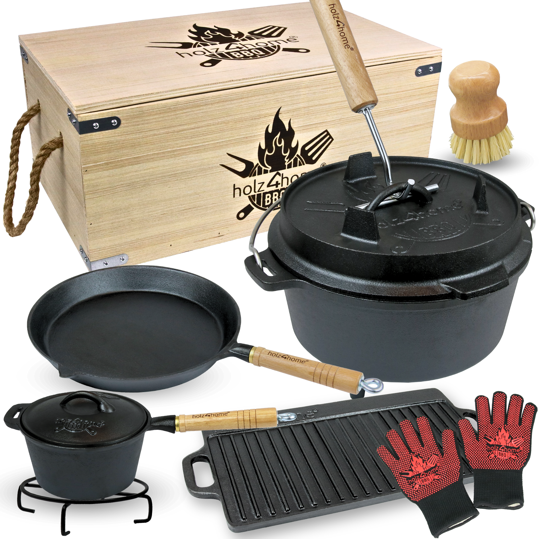 holz4home&reg; 4,7 Liter Dutch Oven Set 9-teilig - Bild 1
