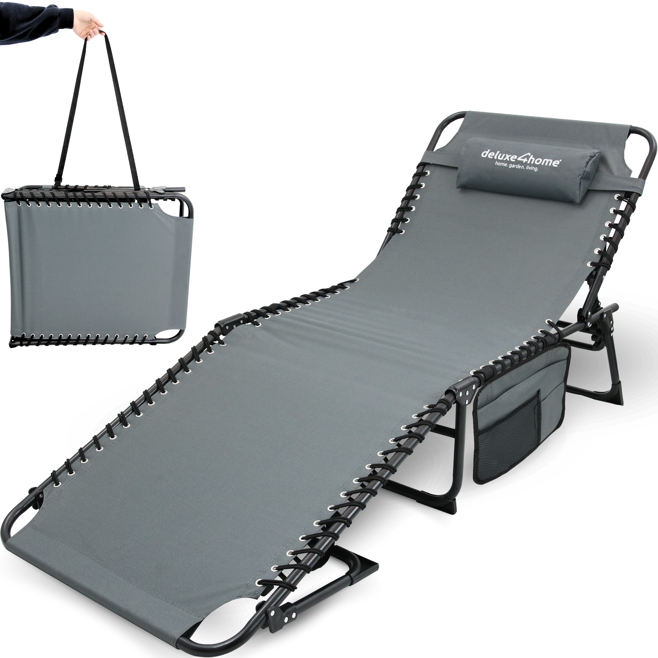 deluxe4home&reg; Sonnenliege Gartenliege Camping klappbar 4-Stufig Verstellbarer R&uuml;ckenlehne - Bild 1