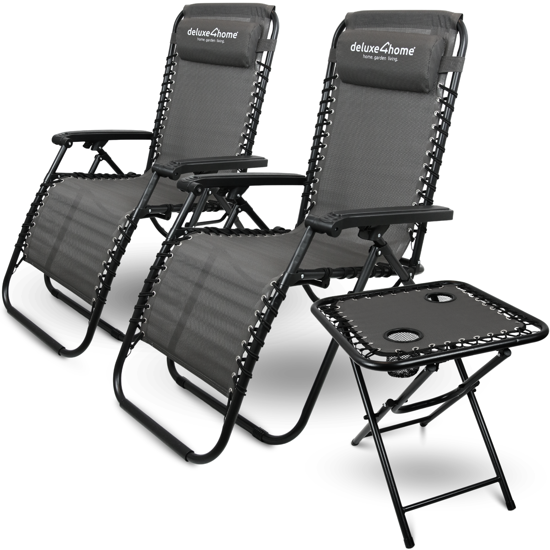 deluxe4home&reg; Liegest&uuml;hle mit Klapptisch faltbar mit gepolsterter Kopflehne - Bild 1