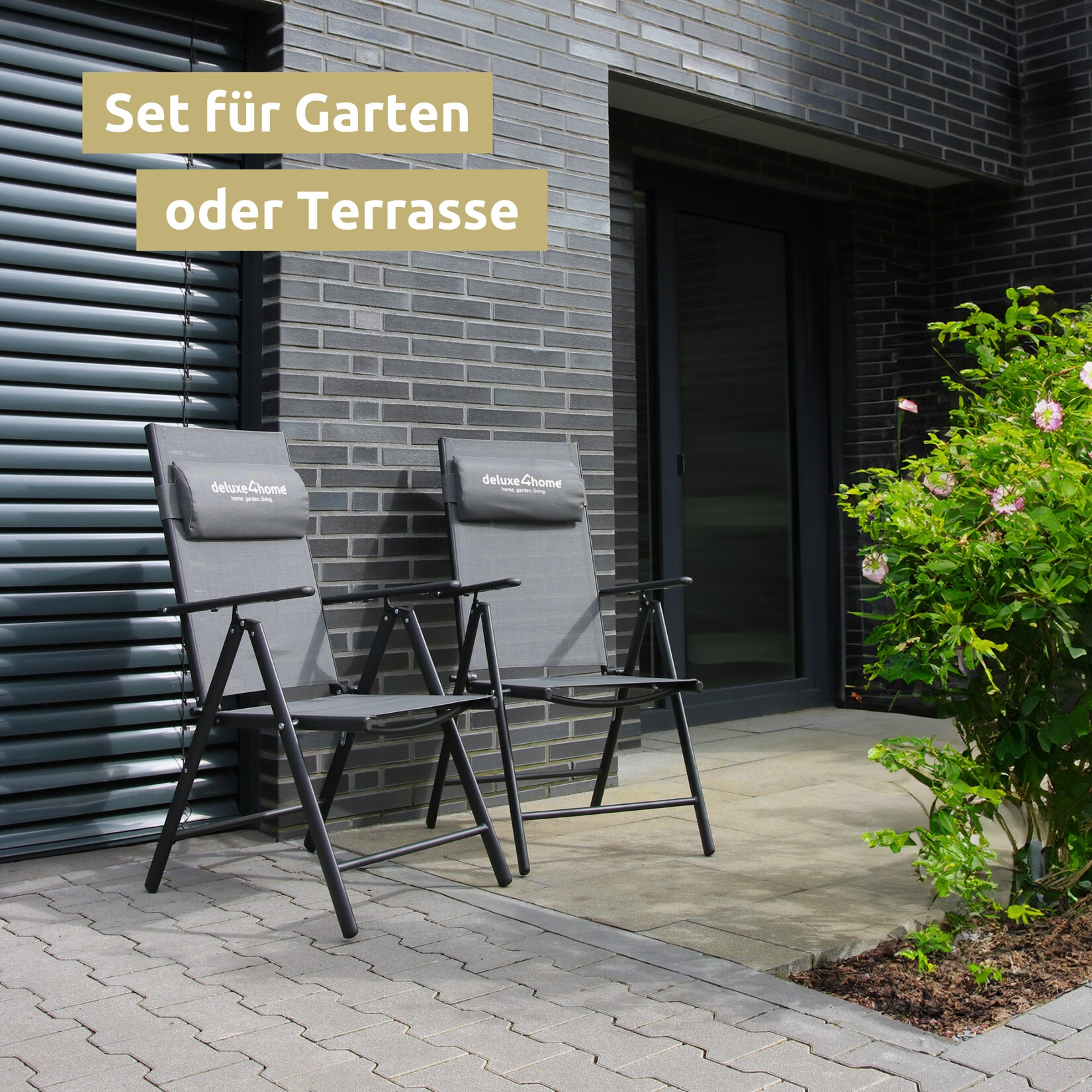 deluxe4home® Gartenstuhl Klappstuhl mit 7-stufig verstellbarer Rückenlehne | 04260750014054
