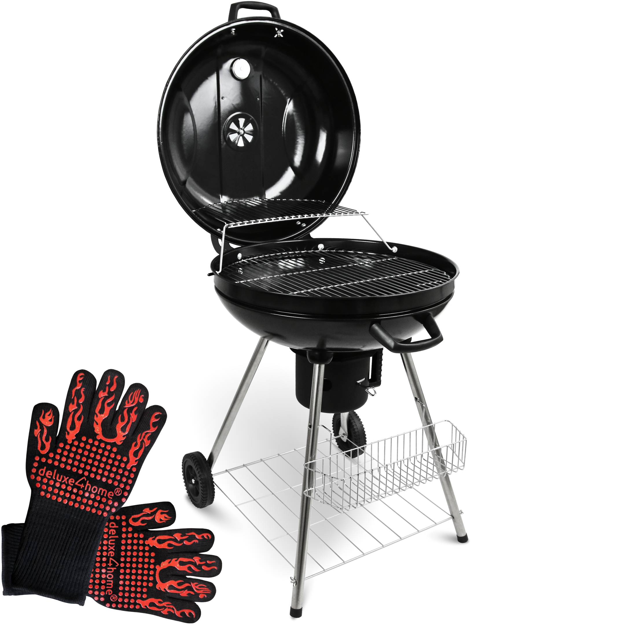 deluxe4home&reg; BBQ Kugelgrill mit Ablage und Handschuhen - Bild 1