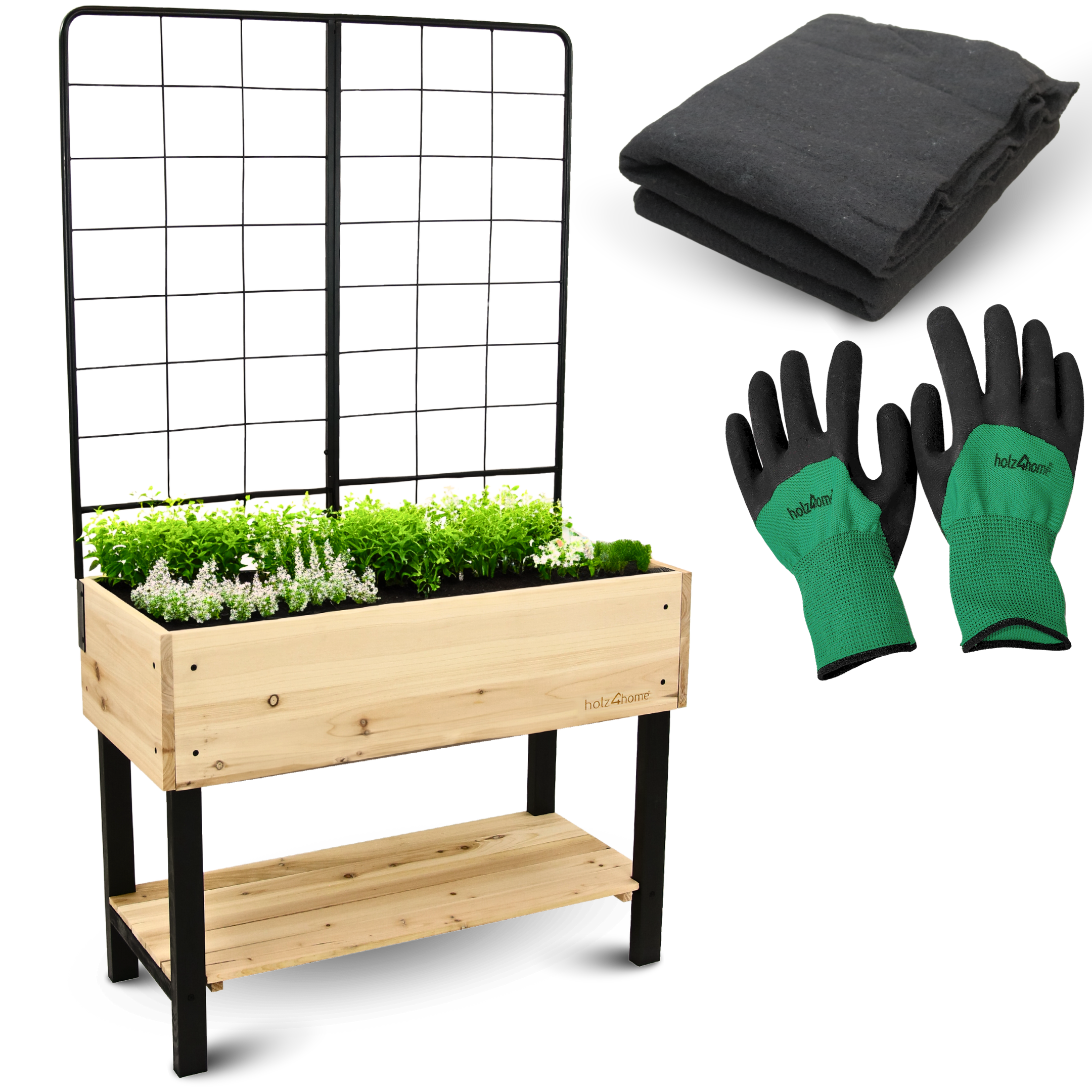 holz4home&reg; Hochbeet mit Rankgitter aus Metall I Ideal f&uuml;r den Balkon oder Terrasse - Bild 1