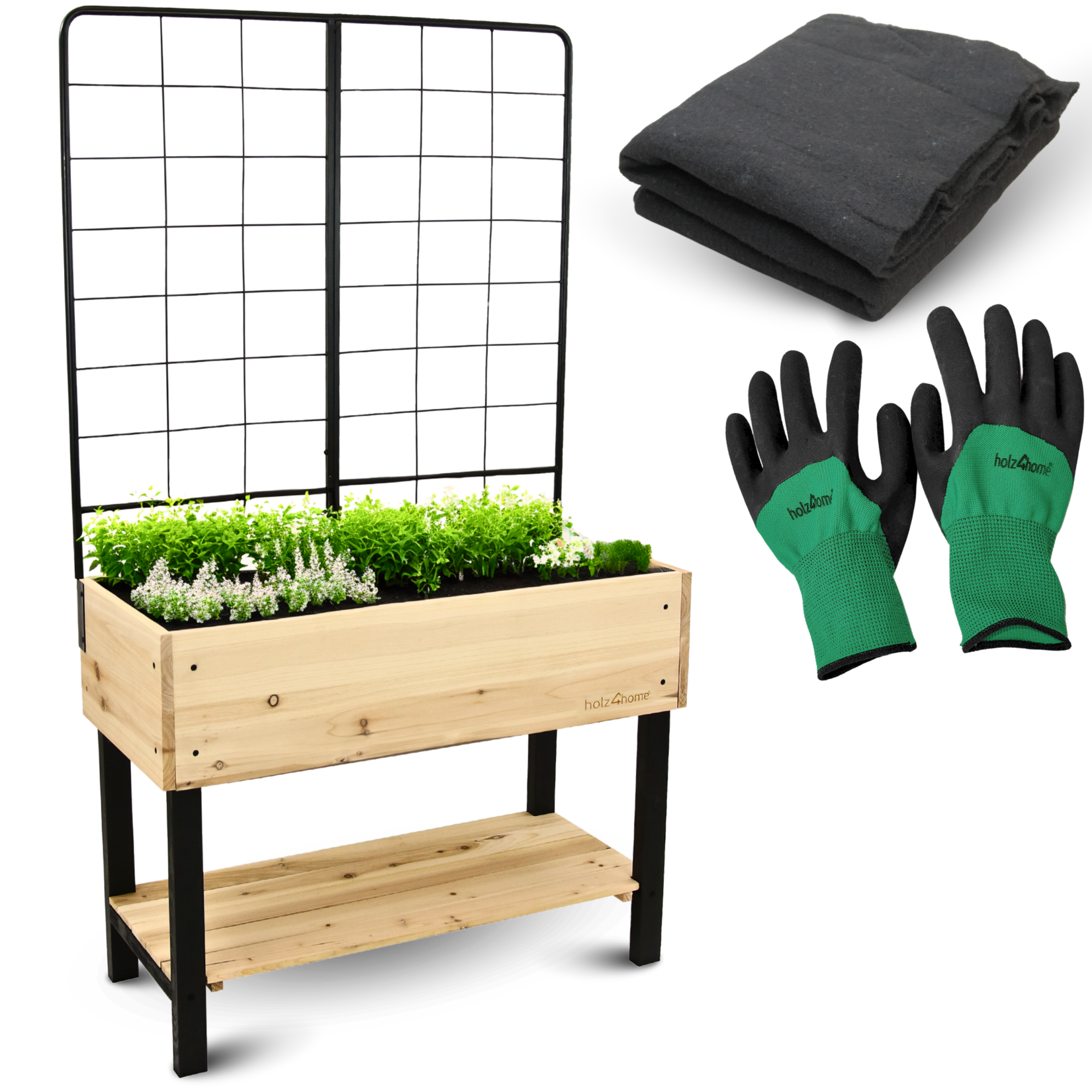 holz4home® Hochbeet mit Rankgitter aus Metall I Ideal für den Balkon oder Terrasse | 04260750011282