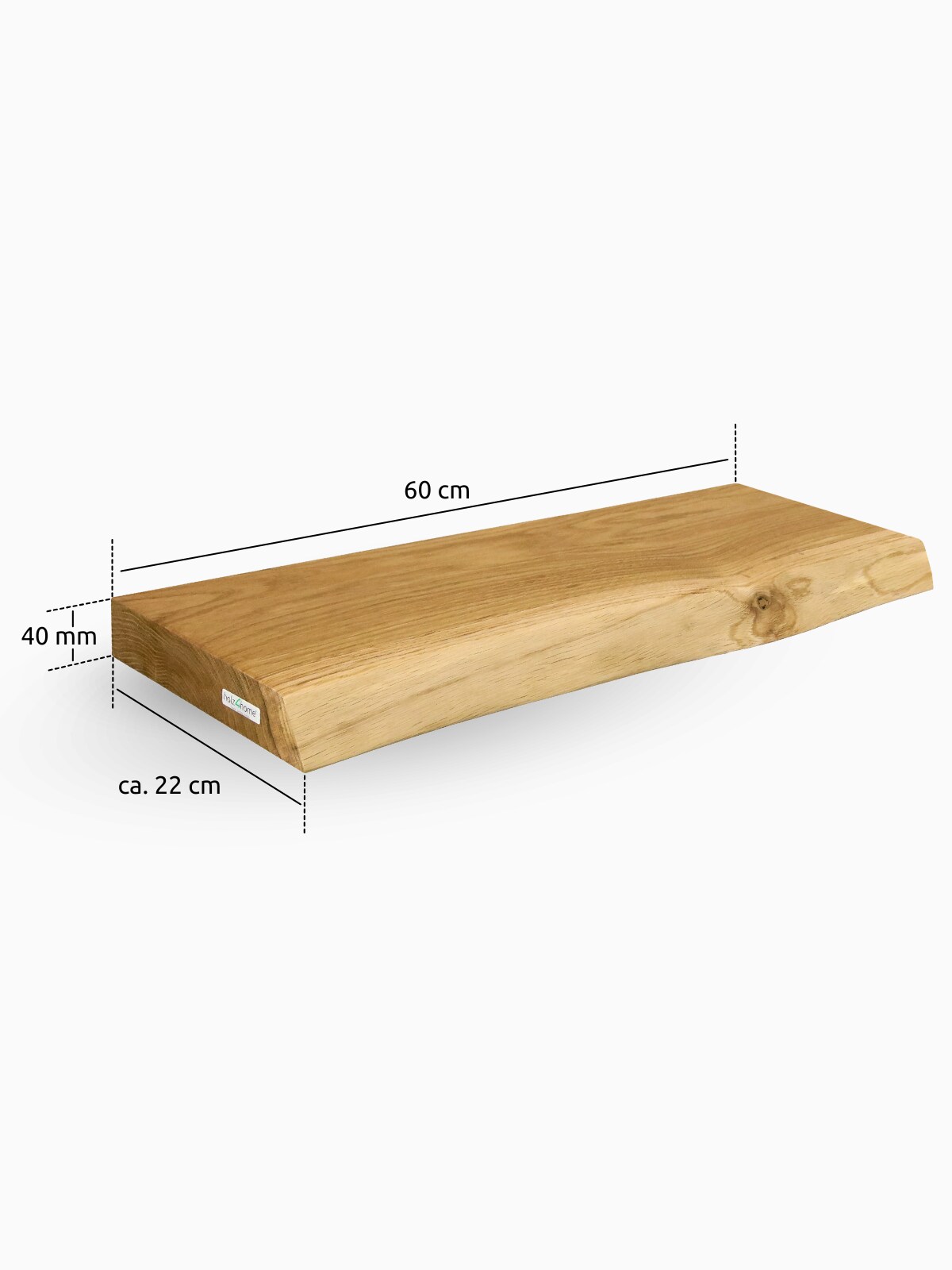 holz4home® Schwebendes Wandregal   60cm / mit Baumkante | 04260750012012