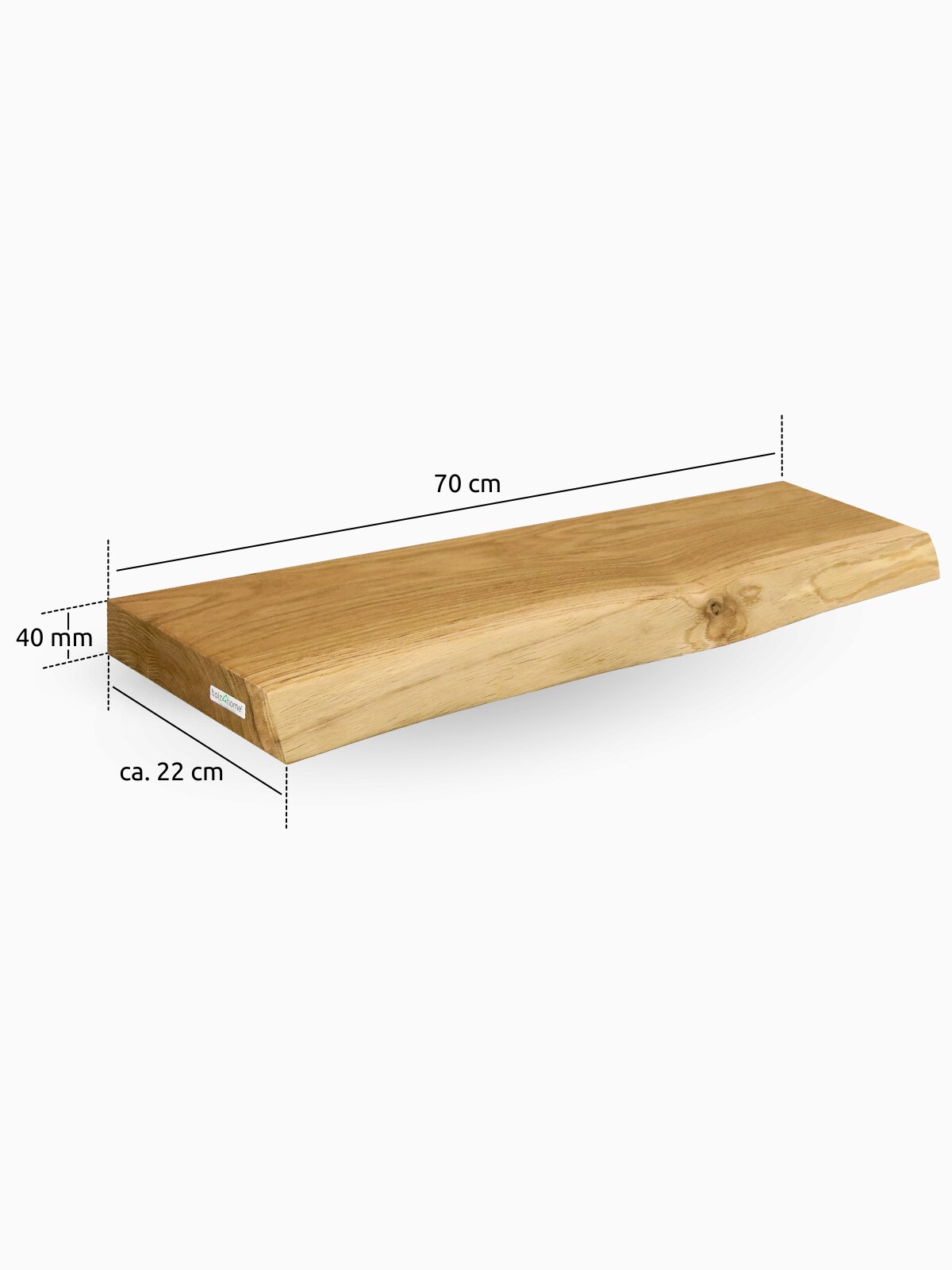 holz4home® Schwebendes Wandregal   70cm / mit Baumkante | 04260750011978