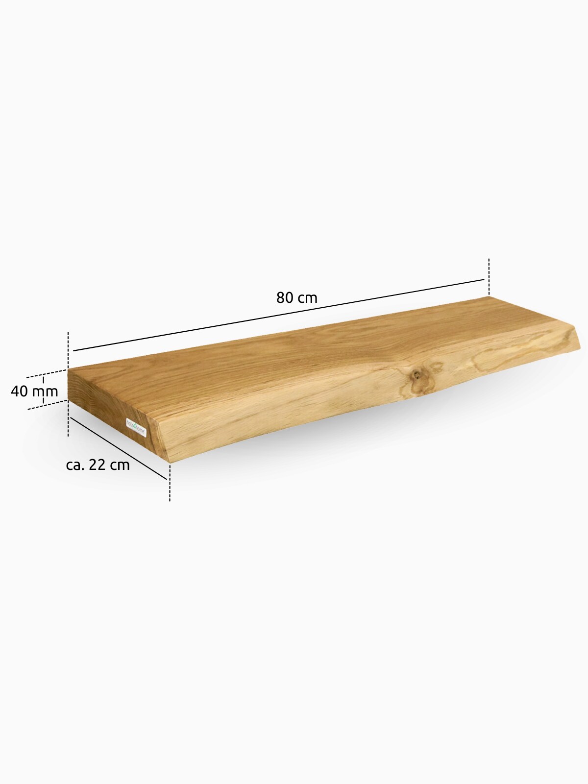 holz4home® Schwebendes Wandregal 80cm mit Baumkante   80cm / mit Baumkante | 04260750012005