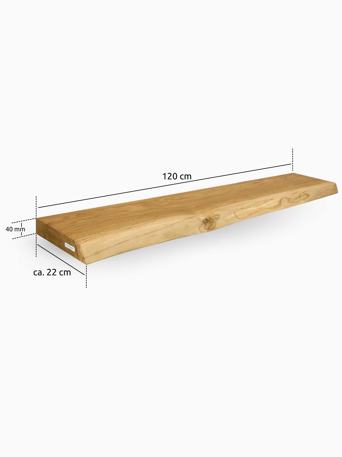 holz4home® Schwebendes Wandregal   120cm / mit Baumkante | 04260750011961