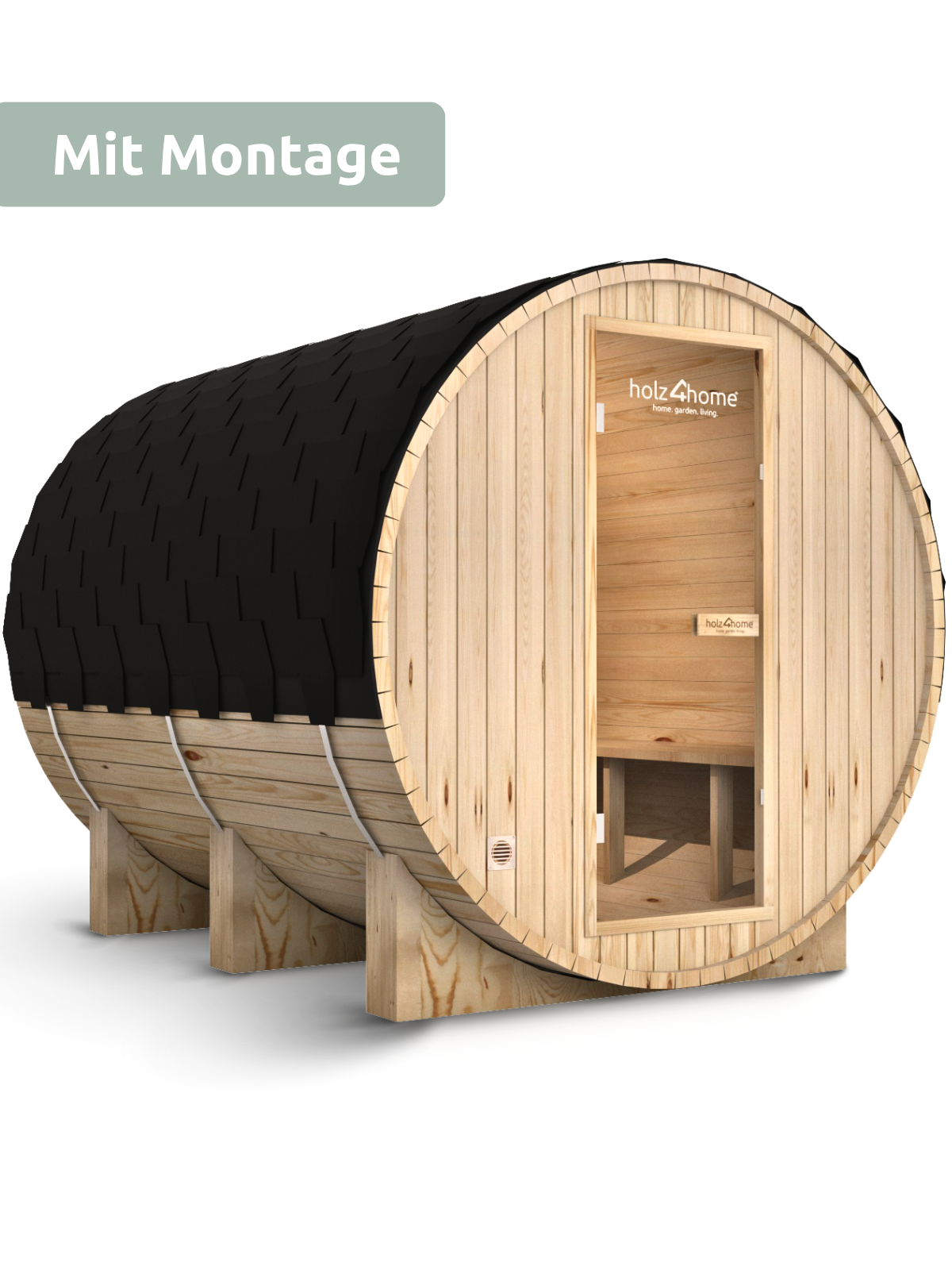 holz4home® Fasssauna XL Pini wood Outdoor Sauna inkl. Ofen (mit Montage) | 04260750012371