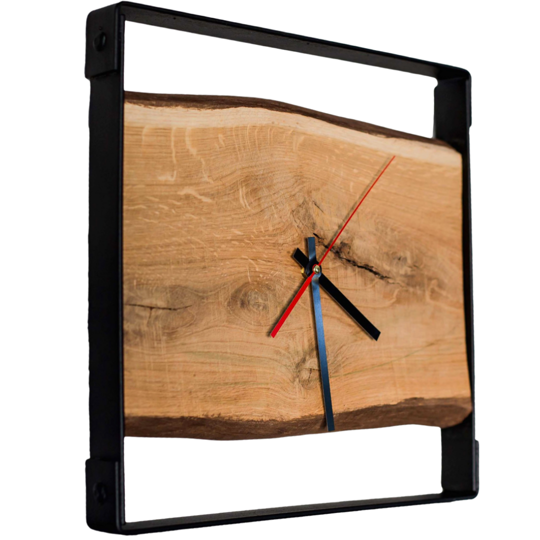 holz4home&reg; Quadratische Wanduhr aus Eiche mit Nuten | mit Nuten - Bild 1