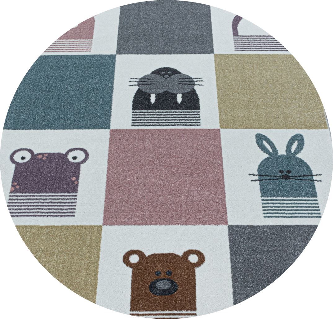 Runde Kinderteppiche in ver. Gr. 11 mm Kurzflor Teppich niedlichen Tier Motiv - Bild 1
