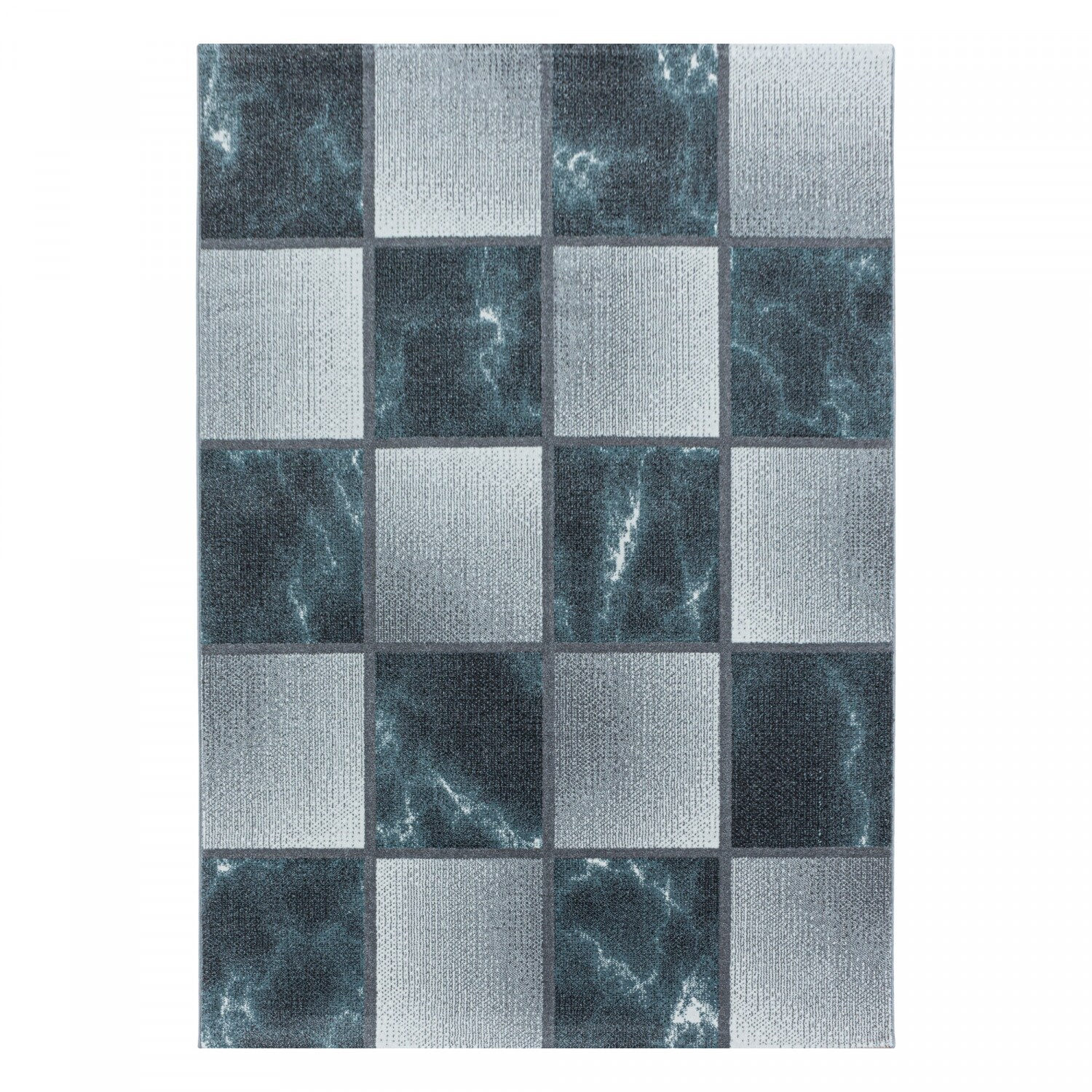 Modern Designer Teppich, Kurzflor mit Karo-Design in Marmor-Optik, Wohnzimmer - Bild 1