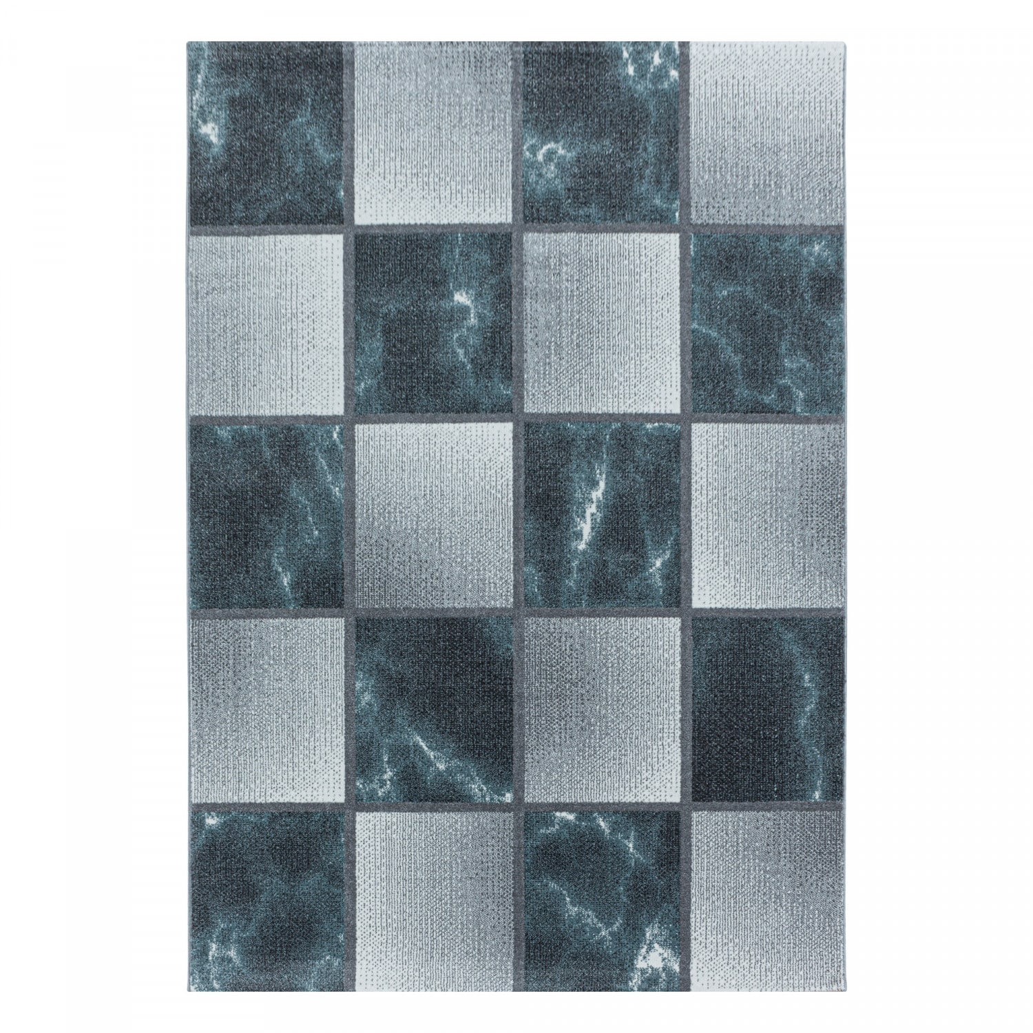 Modern Designer Teppich, Kurzflor mit Karo-Design in Marmor-Optik, Wohnzimmer - Bild 1