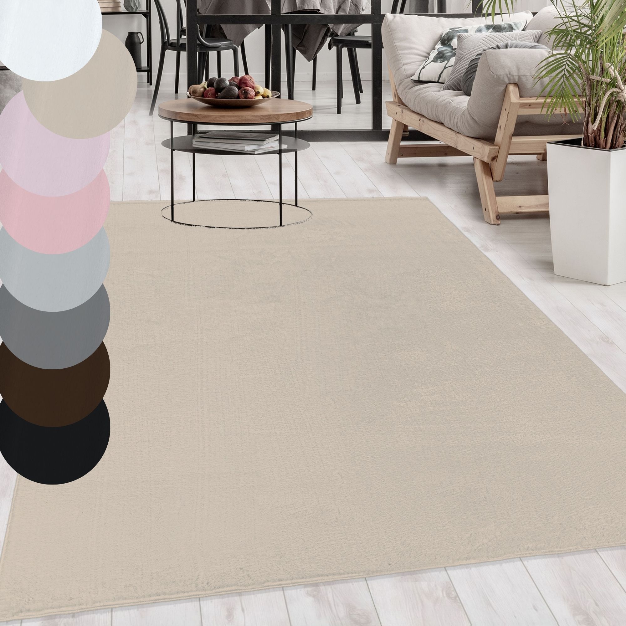 Waschbarer Teppich Weich Flauschig Hochflor Waschbar Einfarbig - Bild 1