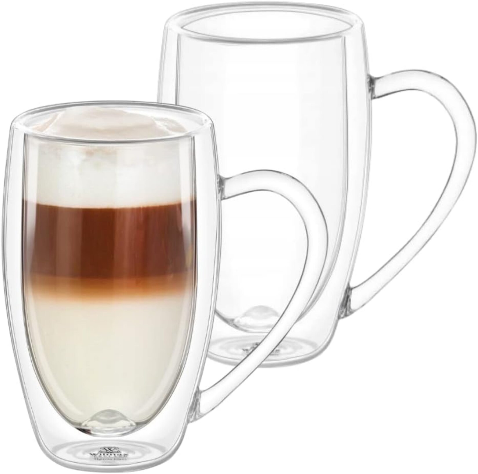 Doppelwandige Thermogläser mit Henkel, 2er-Set, , Gläser Set, Kaffeegläser