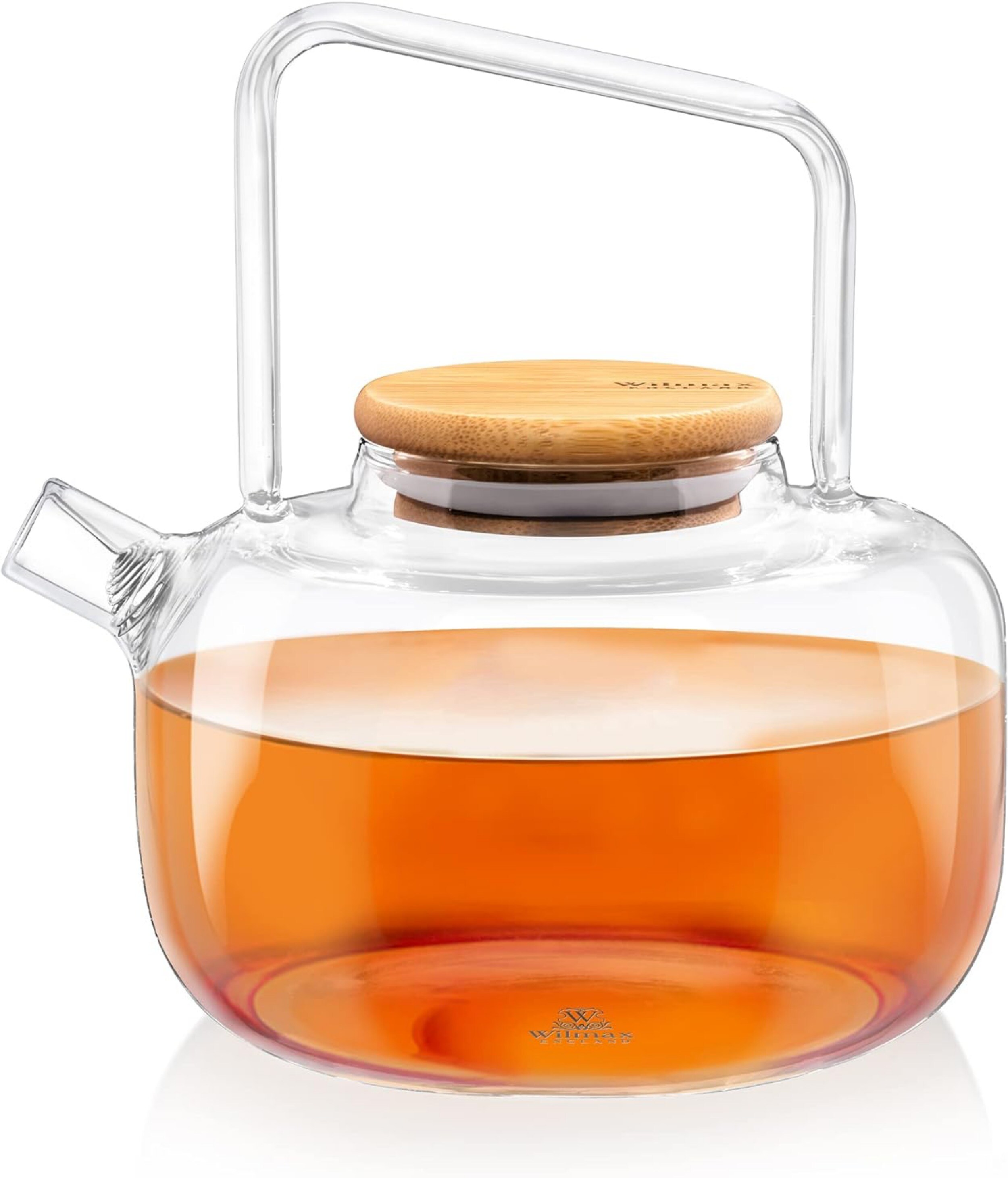 Teekanne mit Sieb, 1000ml, Teesieb f&uuml;r losen Tee, Glasteekanne mit Bambus-Deckel - Bild 1