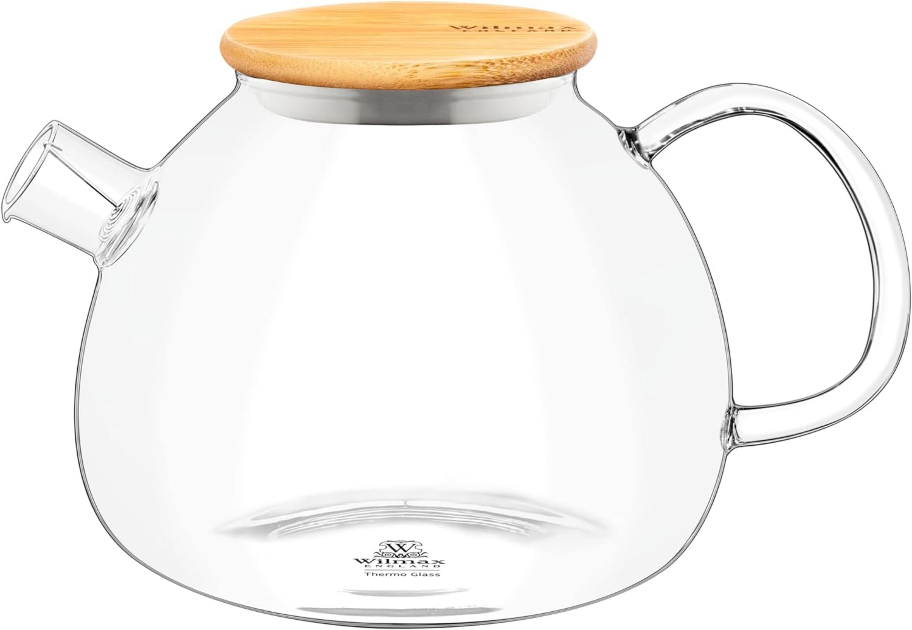 Glas Teekanne mit Sieb, 1500ml, Teesieb f&uuml;r losen Tee, mit Bambus-Deckel - Bild 1