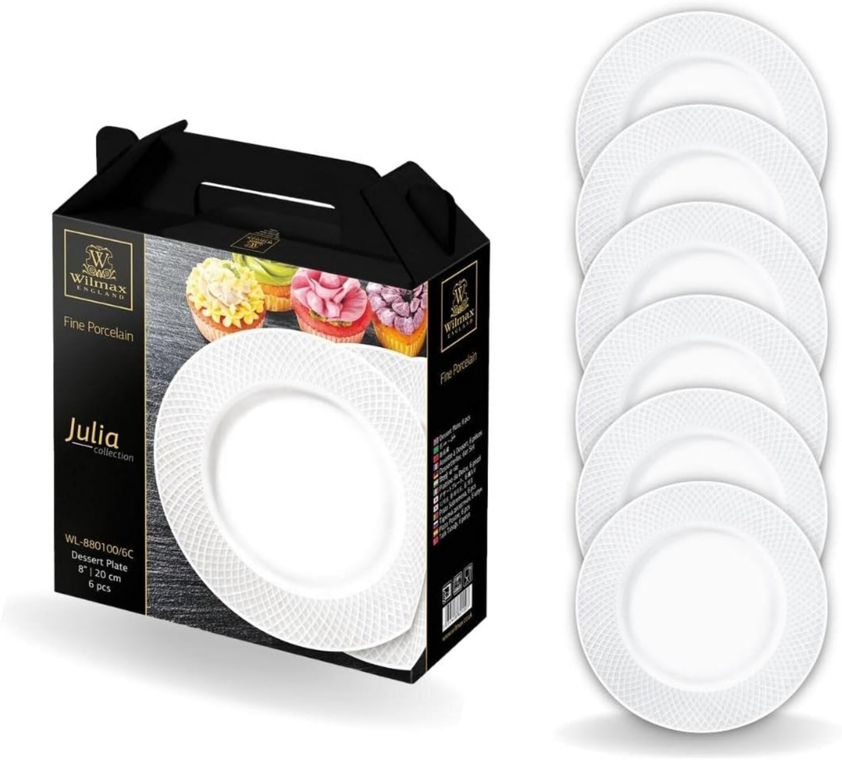 Teller - 6 St&uuml;ck | &Oslash; 20cm | Wei&szlig;er Essteller aus Porzellan | Speiseteller | - Bild 1