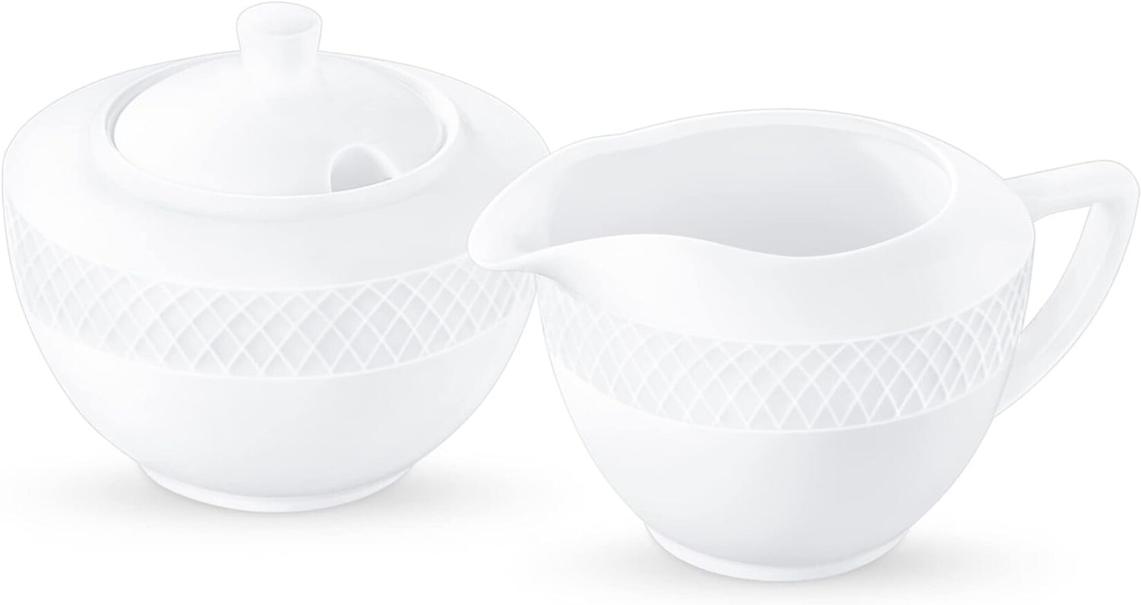 Zuckerdose + Milchkännchen-Set, 2-teilig Milch- & Zuckerbehälter aus Porzellan