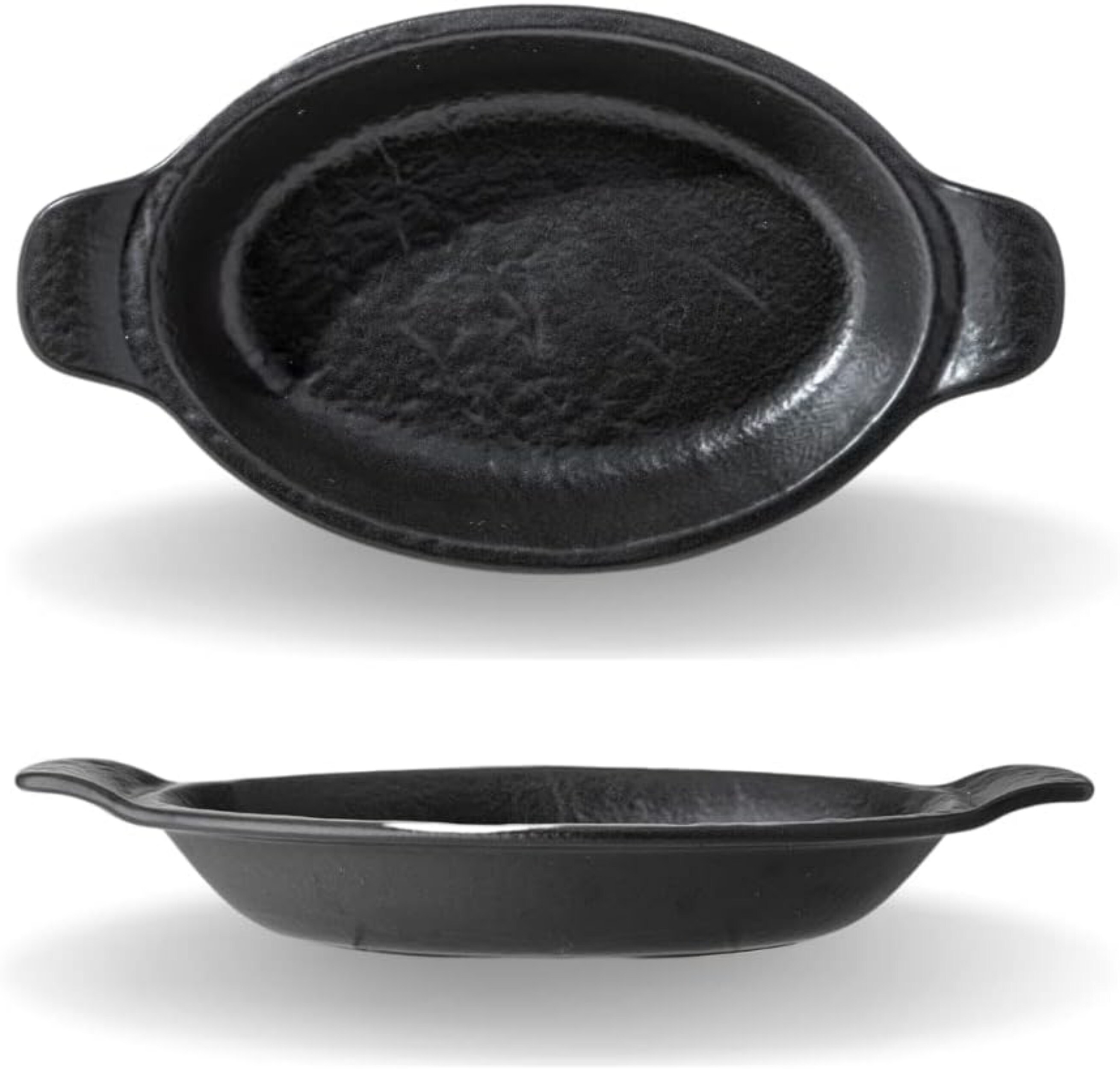 Wilmax | Flache Auflaufform | 500 ml | Schwarze, Ovale Backform aus Porzellan - Bild 1