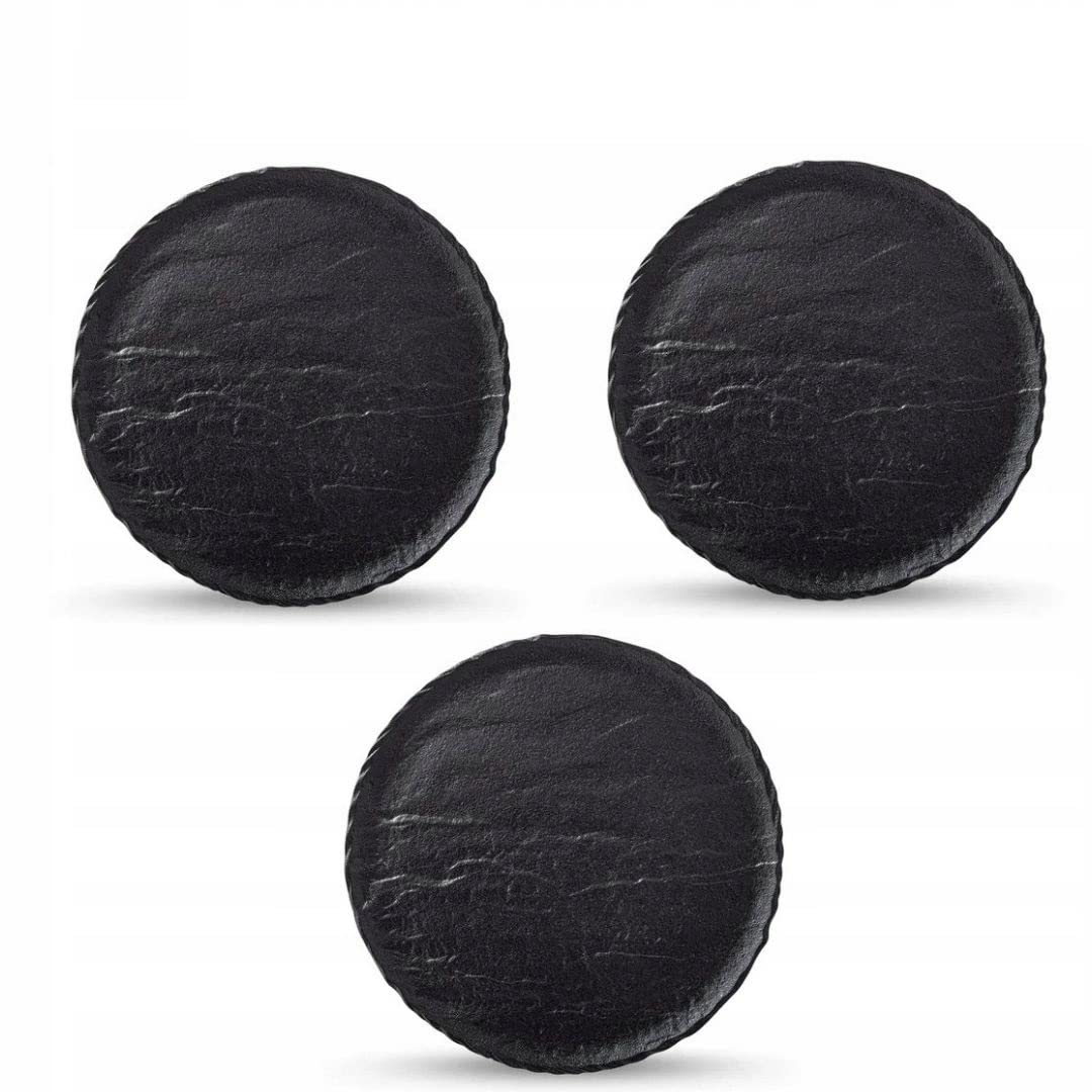 WILMAX SlateStone Porzellanteller &ndash; 28 cm, rustikaler Look, 3er-Pack - Bild 1