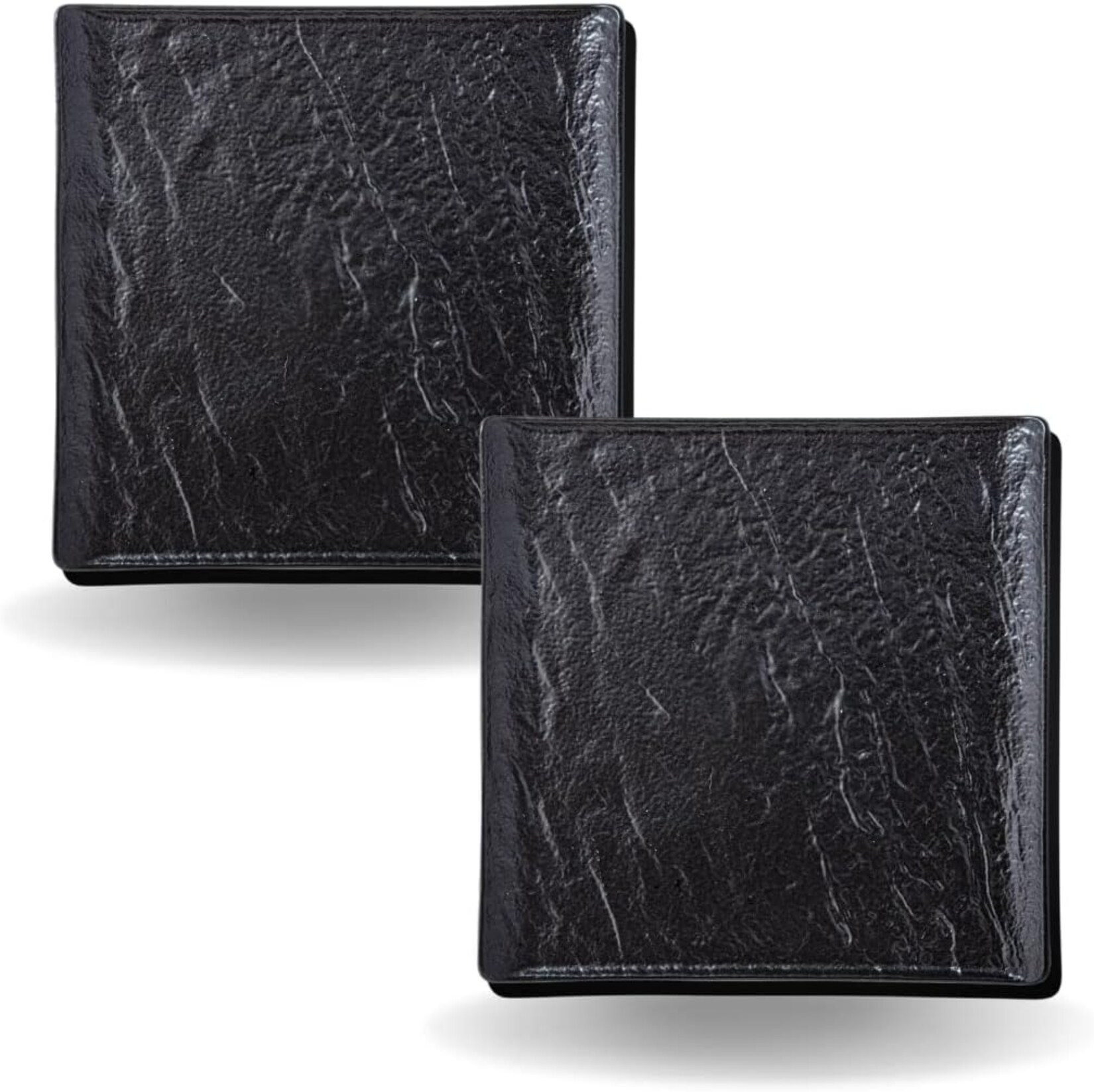 Wilmax Quadratische Teller 27,5 cm - 3er Set Schwarz - Natursteinoptik Porzellan