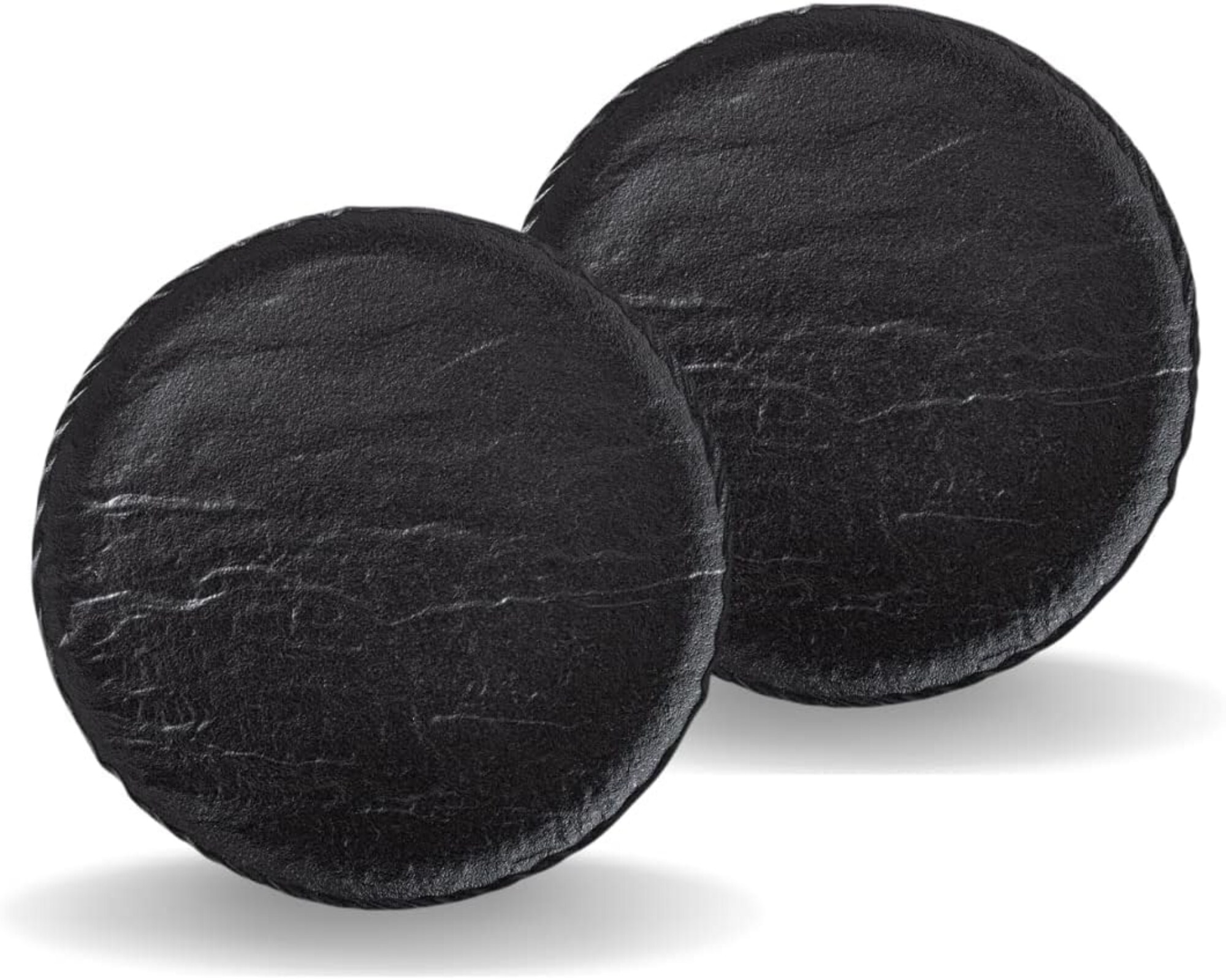 Wilmax Runde Teller 30,5 cm - 2er Set - Schwarz - Natursteinoptik - Bild 1