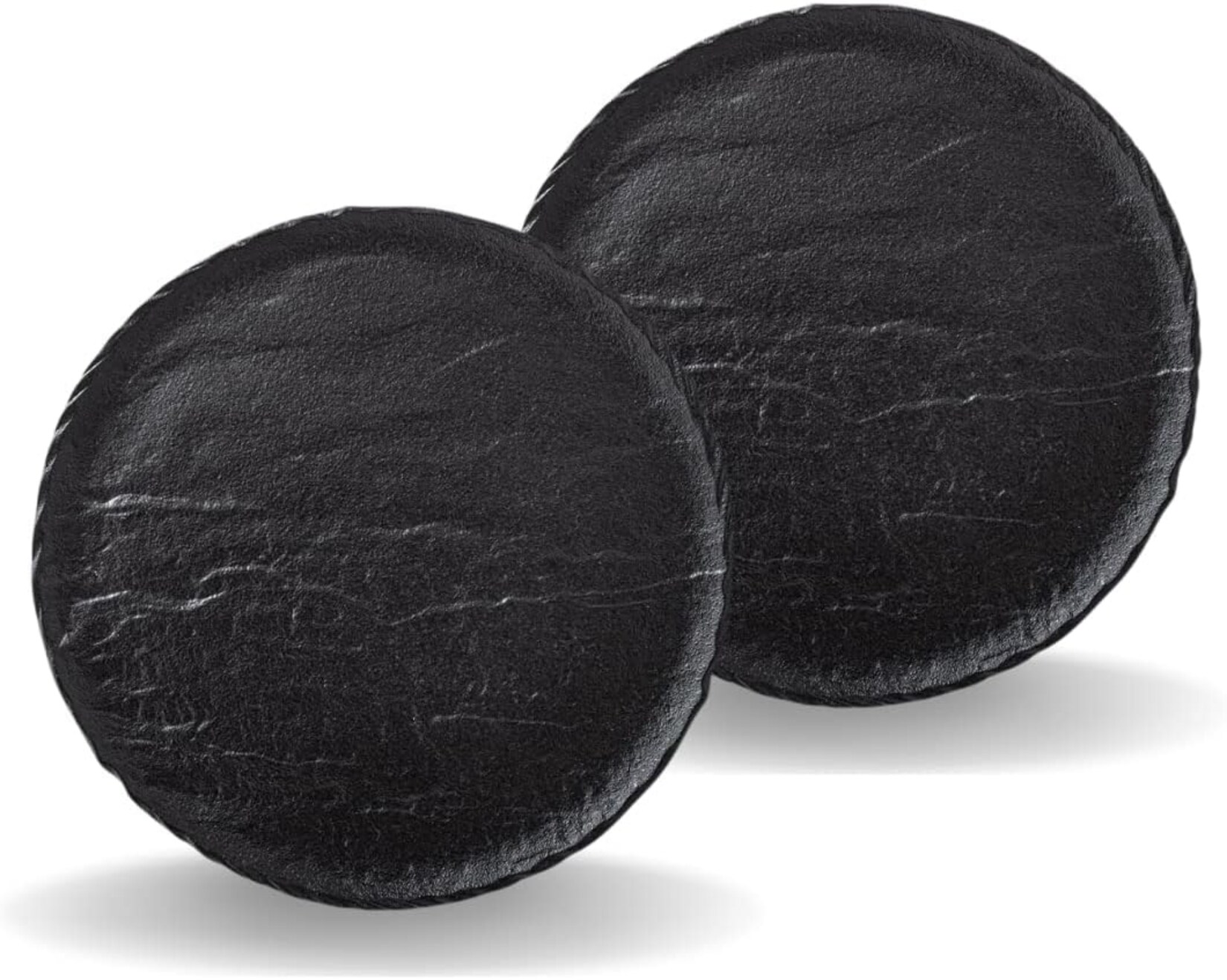 Wilmax Runde Teller 30,5 cm - 2er Set - Schwarz - Natursteinoptik