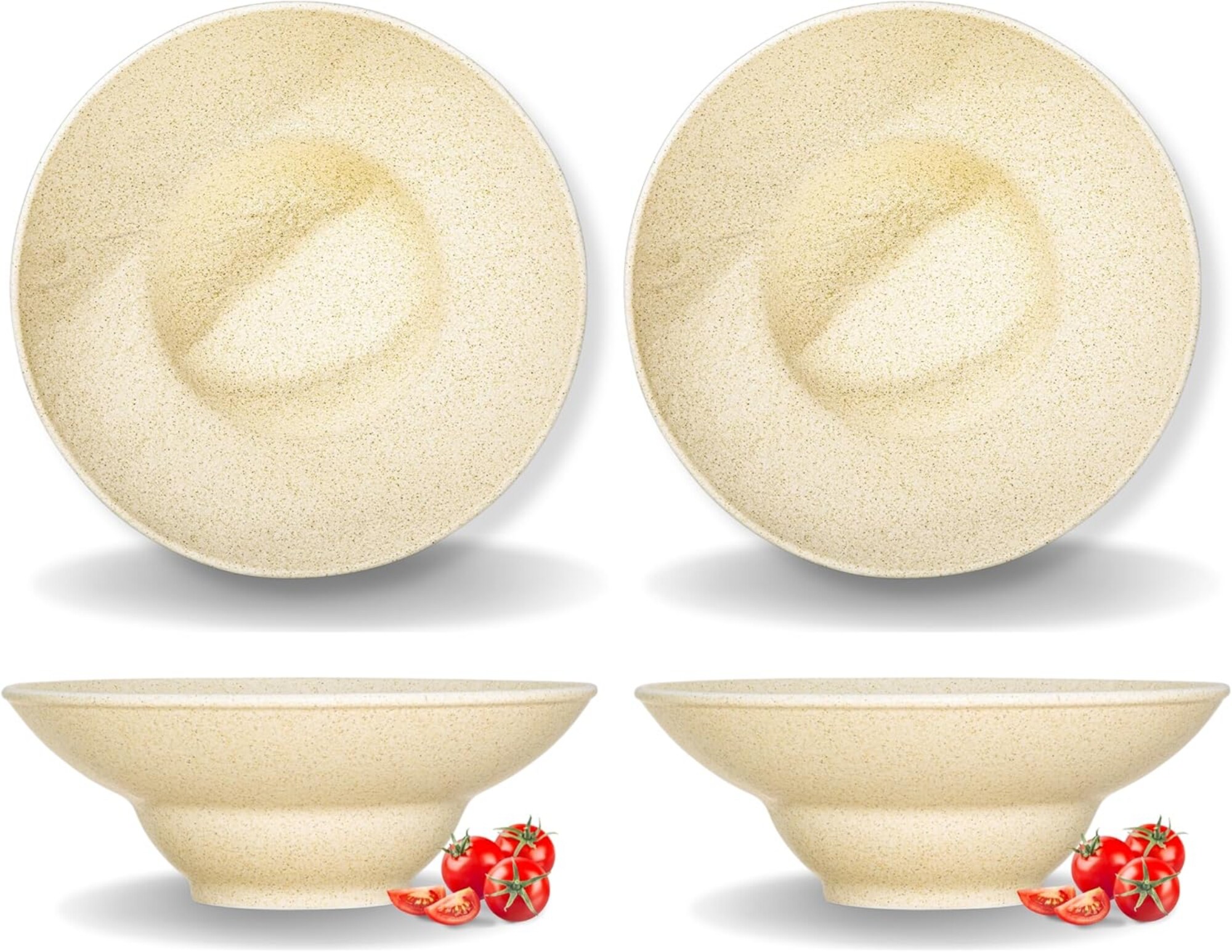 Tiefes Sandstein-Teller-Set 22,5 cm, 1100 ml, 2er-Set, beige &ndash; SANDSTONE Kollektion WILMAX - Bild 1