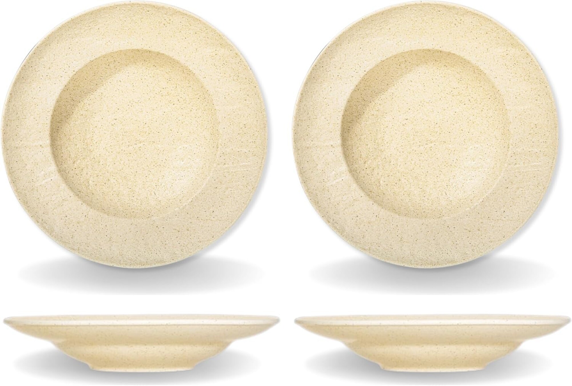 Tiefes Sandstein-Teller-Set 25,5 cm, 350 ml, 2er-Set, beige &ndash; SANDSTONE Kollektion WILMAX - Bild 1