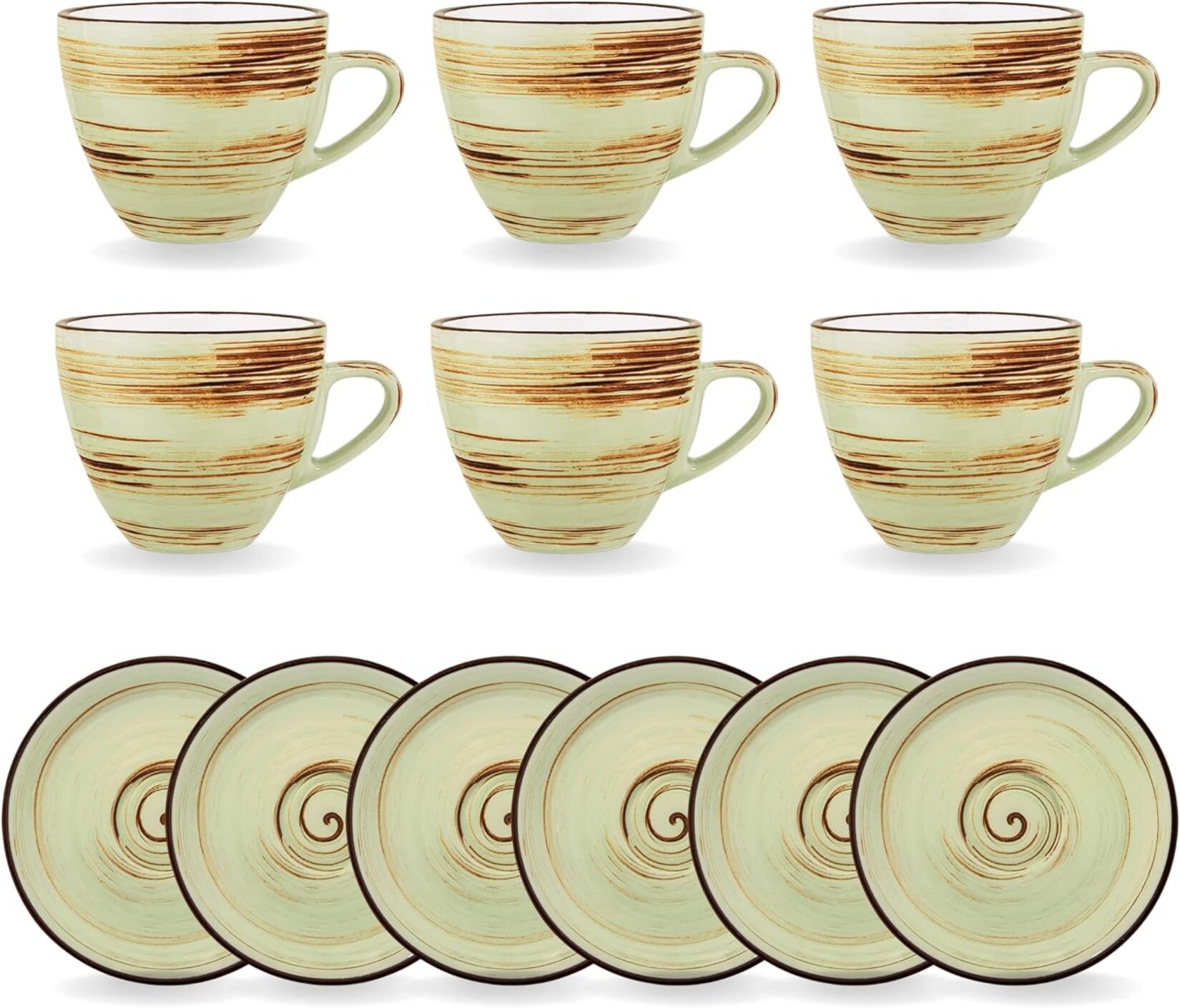 Wilmax Spiral Tassen-Set 110 ml, 6er-Set, Porzellan, Elegant & Spülmaschinenfest | 08682455436287